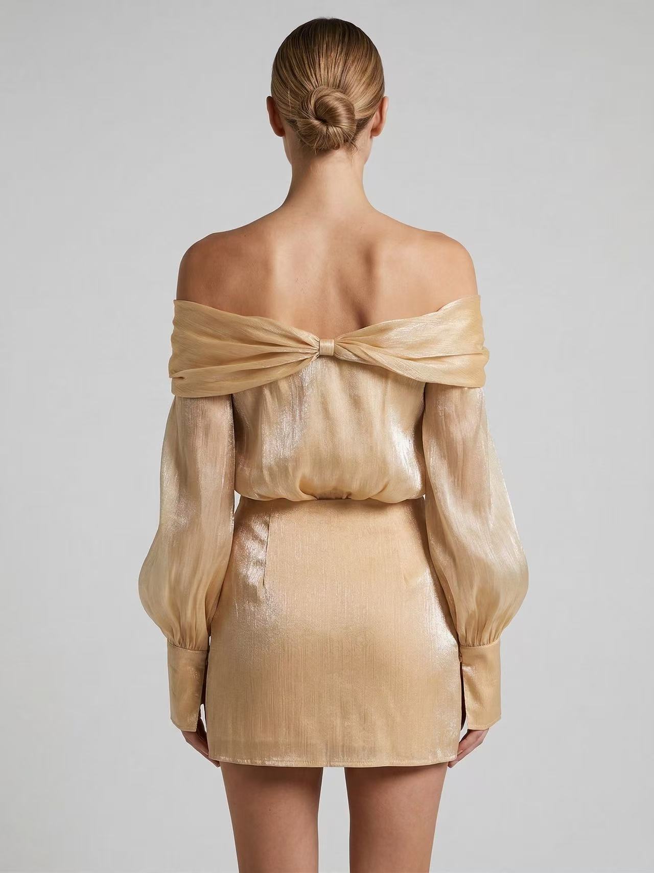 Zala gold crystal-embellished panelled mini dress