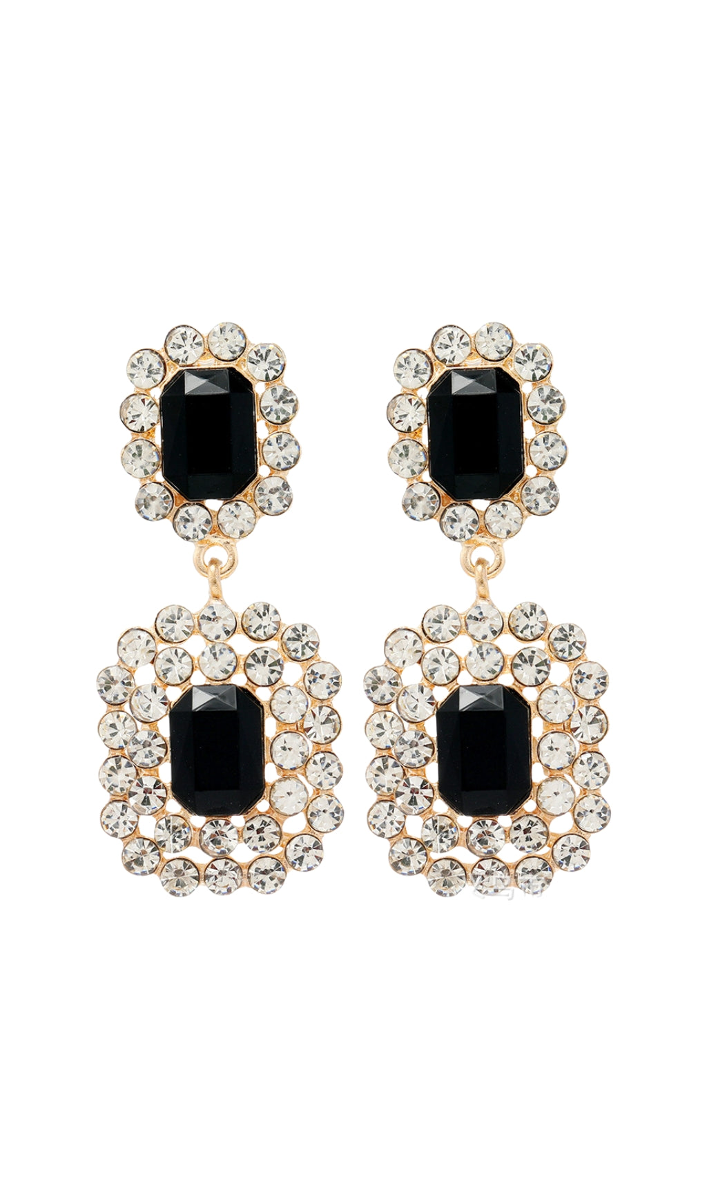 Adrrilen RHINESTONE GEM DROP EARRINGS IN BLACK