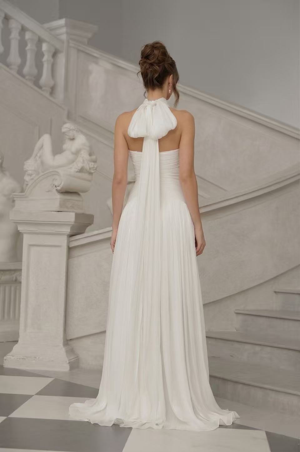 Sakura White Gathered Maxi Dress