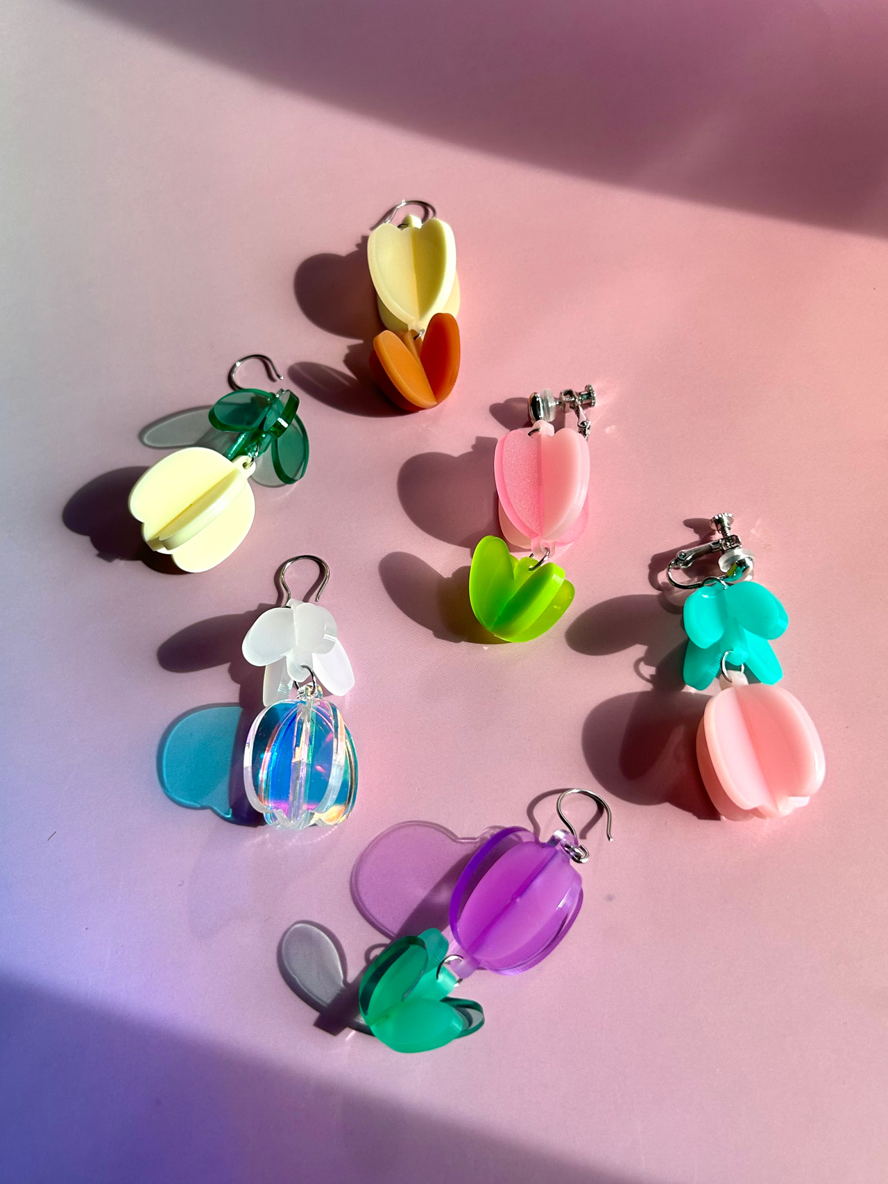 Pilanes Acrylic Handmade 3D Tulip Earrings