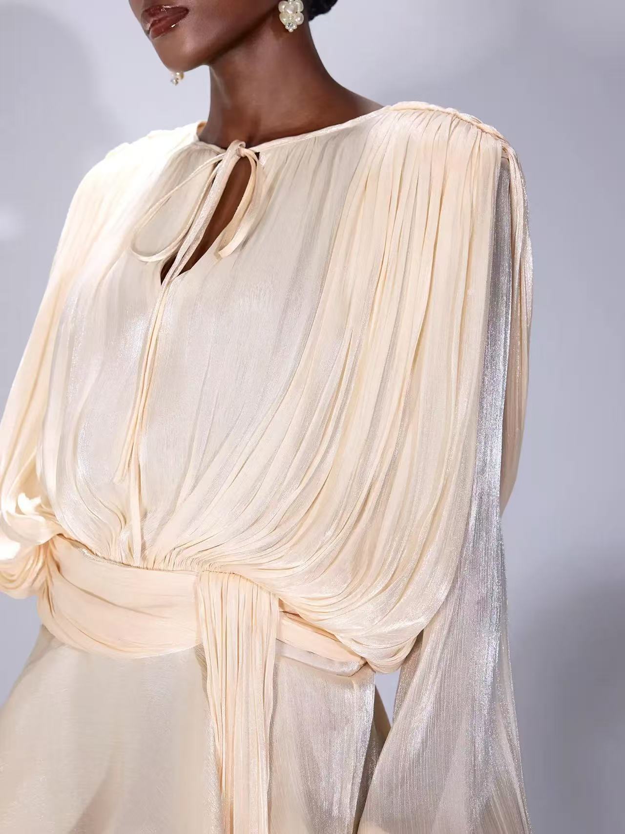 Roanna Long Sleeve Hollow Out Flounce Mini Dress