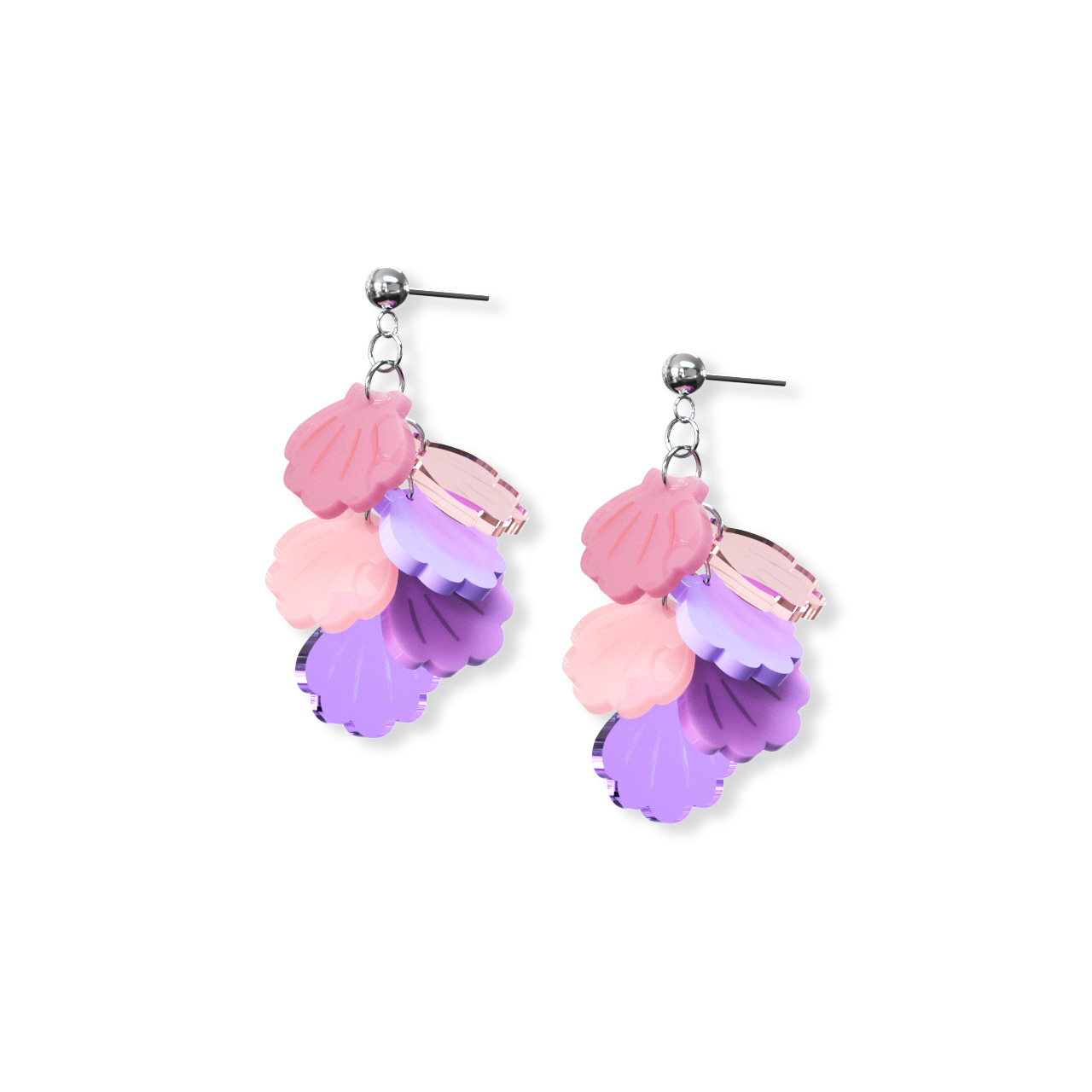 Quavous Acrylic Handmade 3D Shell Earrings