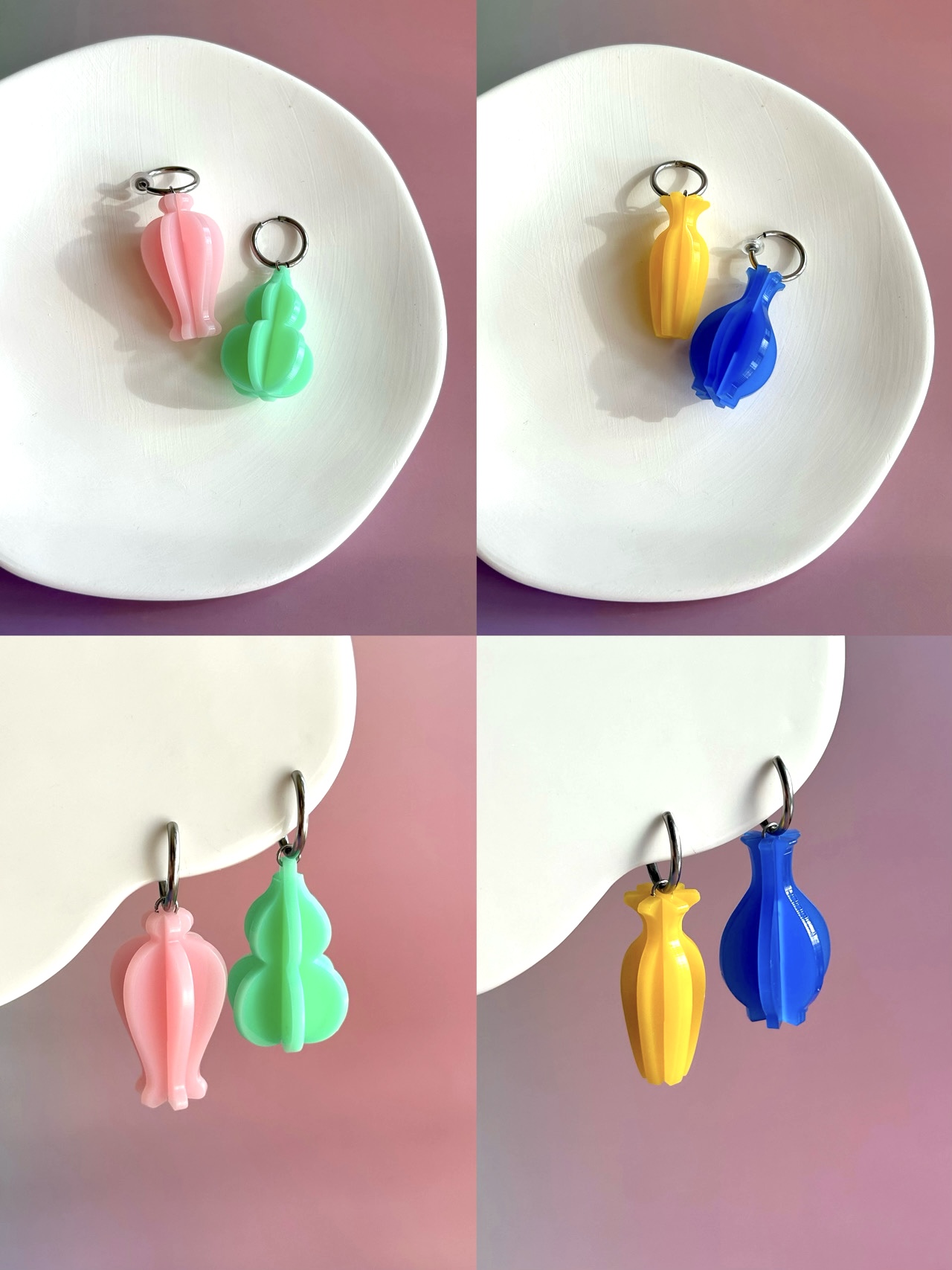 Fountanis Acrylic Handmade 3D Vase Earrings