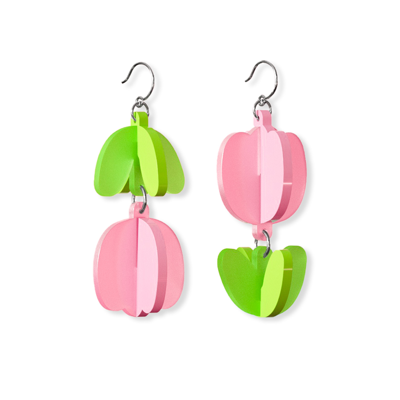 Pilanes Acrylic Handmade 3D Tulip Earrings