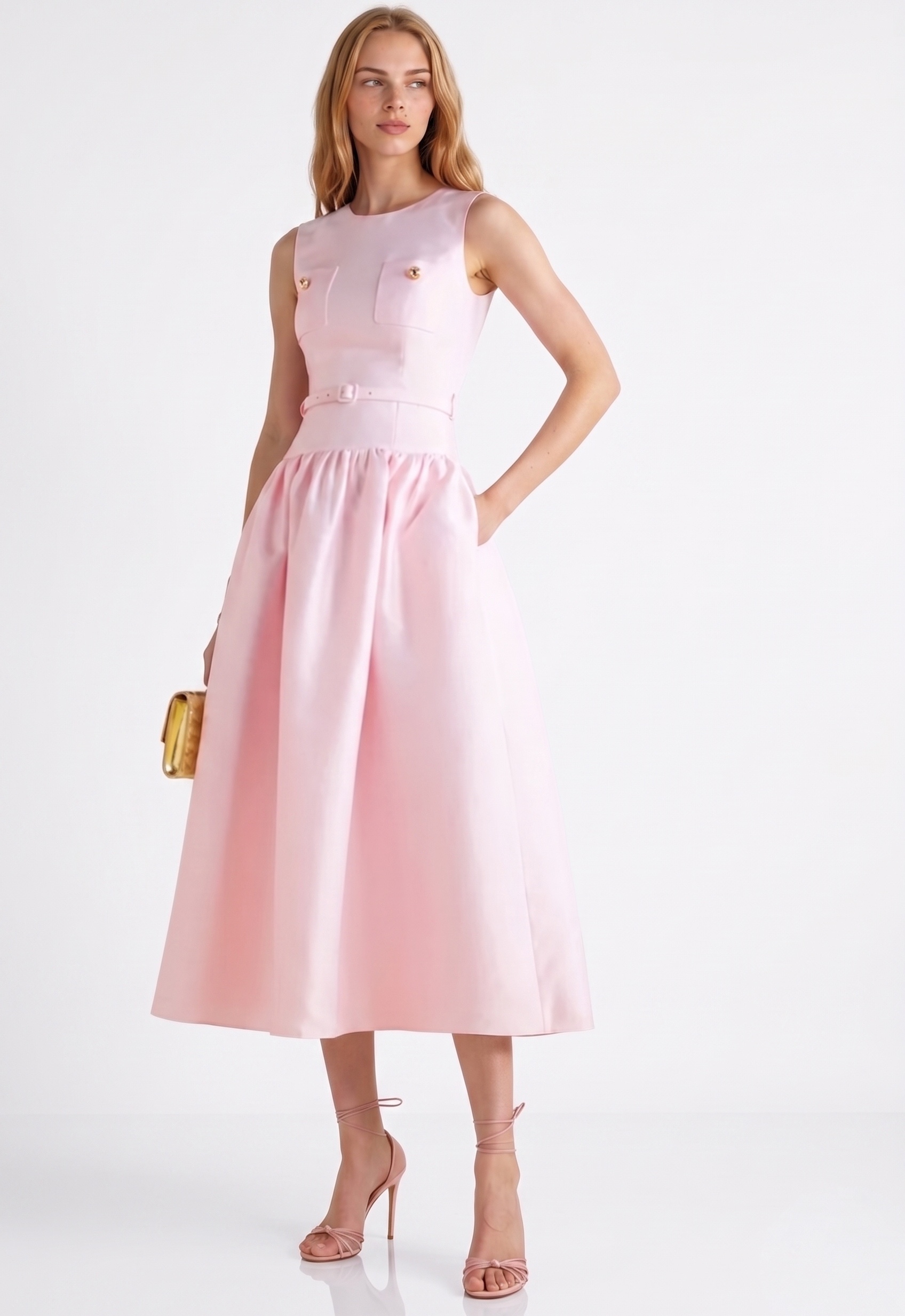 Felinus Sleeveless Drop Waist Midi Dress