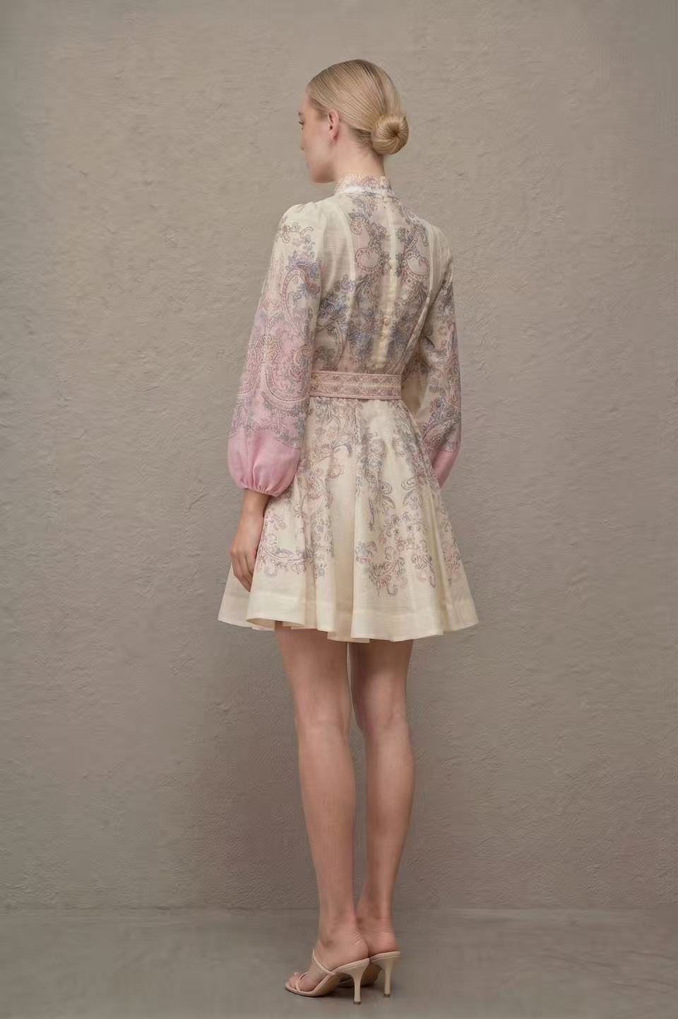 Daedalus Neutral Floral Print Mini Dress