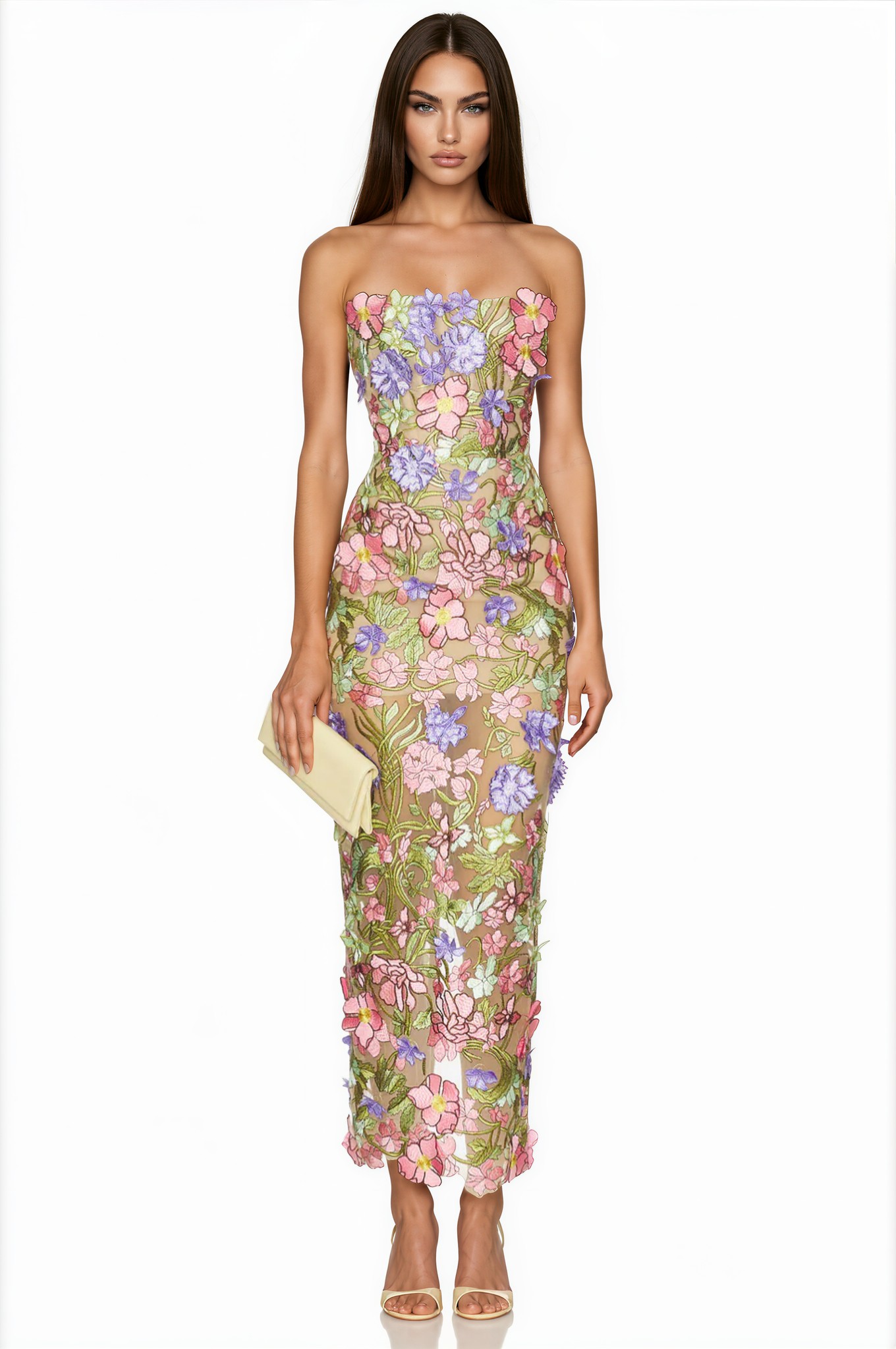 Fonniom Embroidered Sequin Floral Maxi Dress
