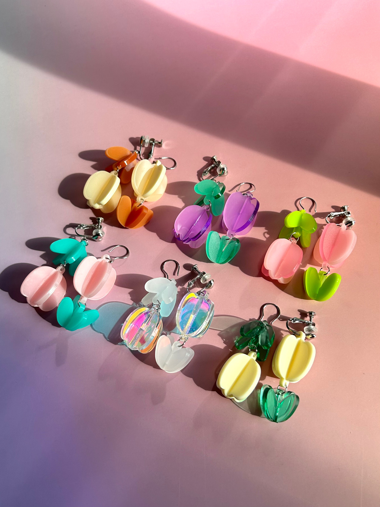 Pilanes Acrylic Handmade 3D Tulip Earrings