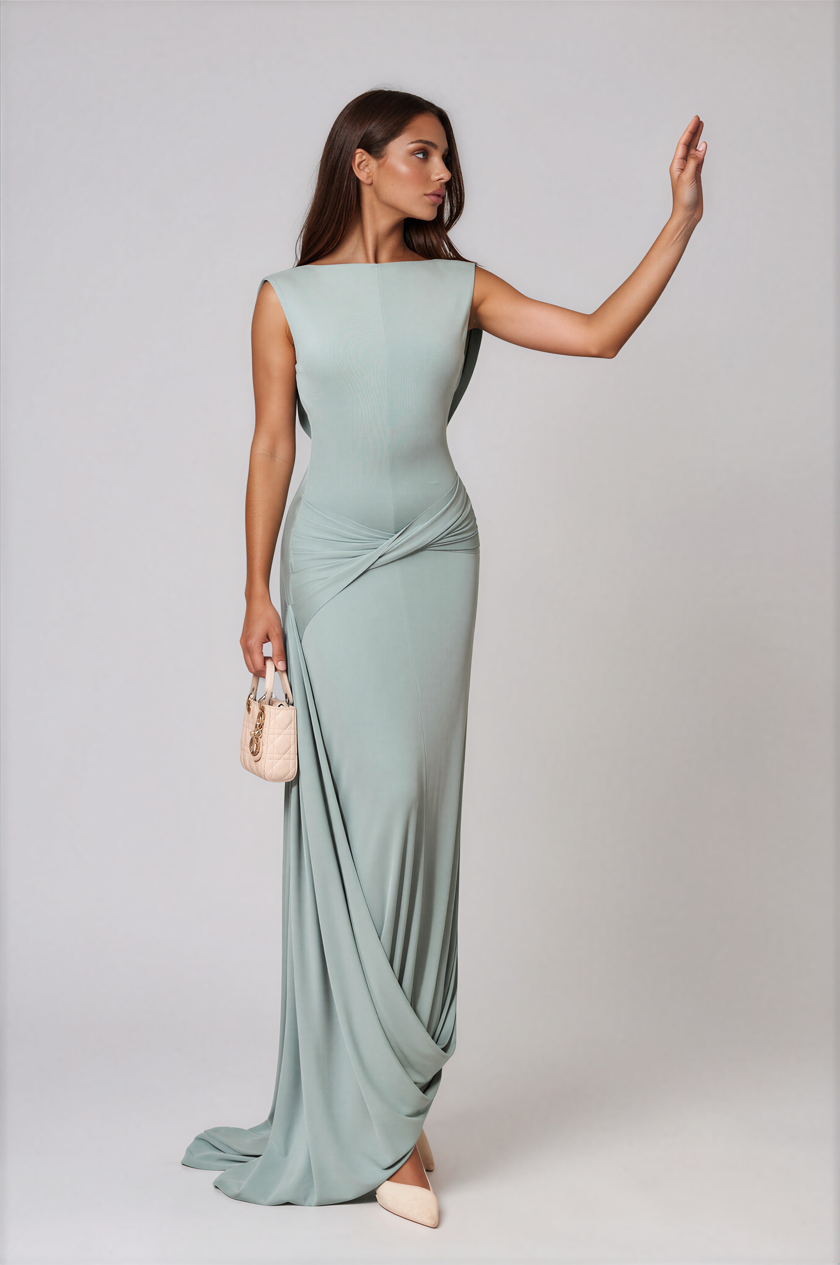 Fadwa Sleeveless Draped Maxi Dress