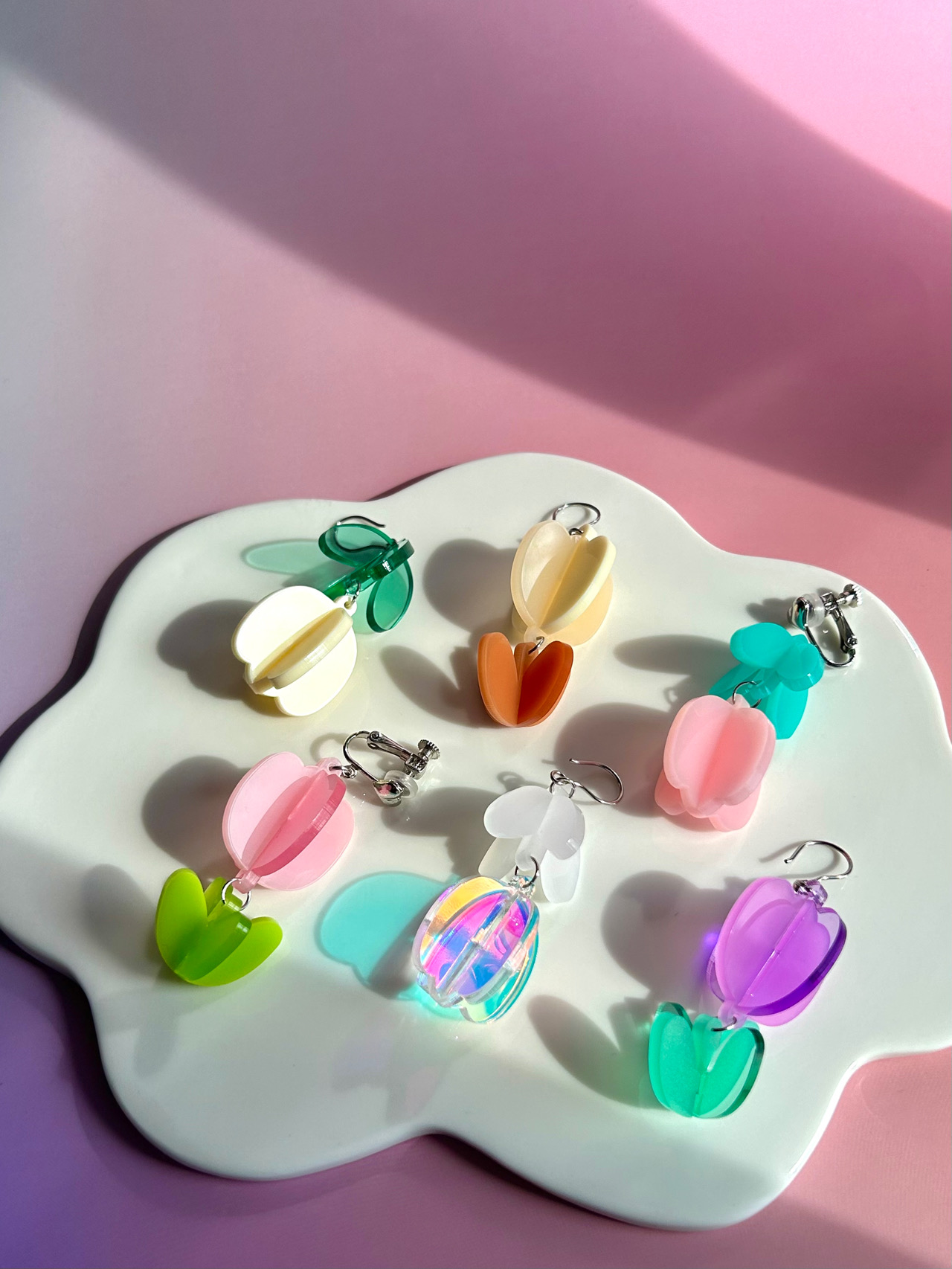 Pilanes Acrylic Handmade 3D Tulip Earrings