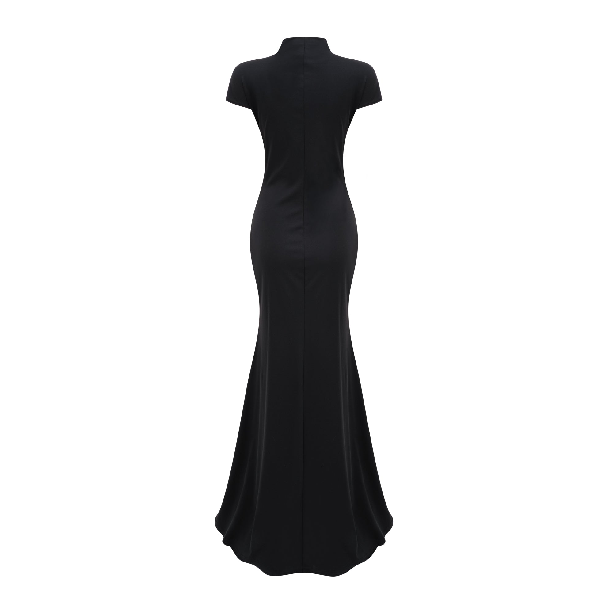 Piroska Black Keyhole Maxi Dress with High Thigh Slit