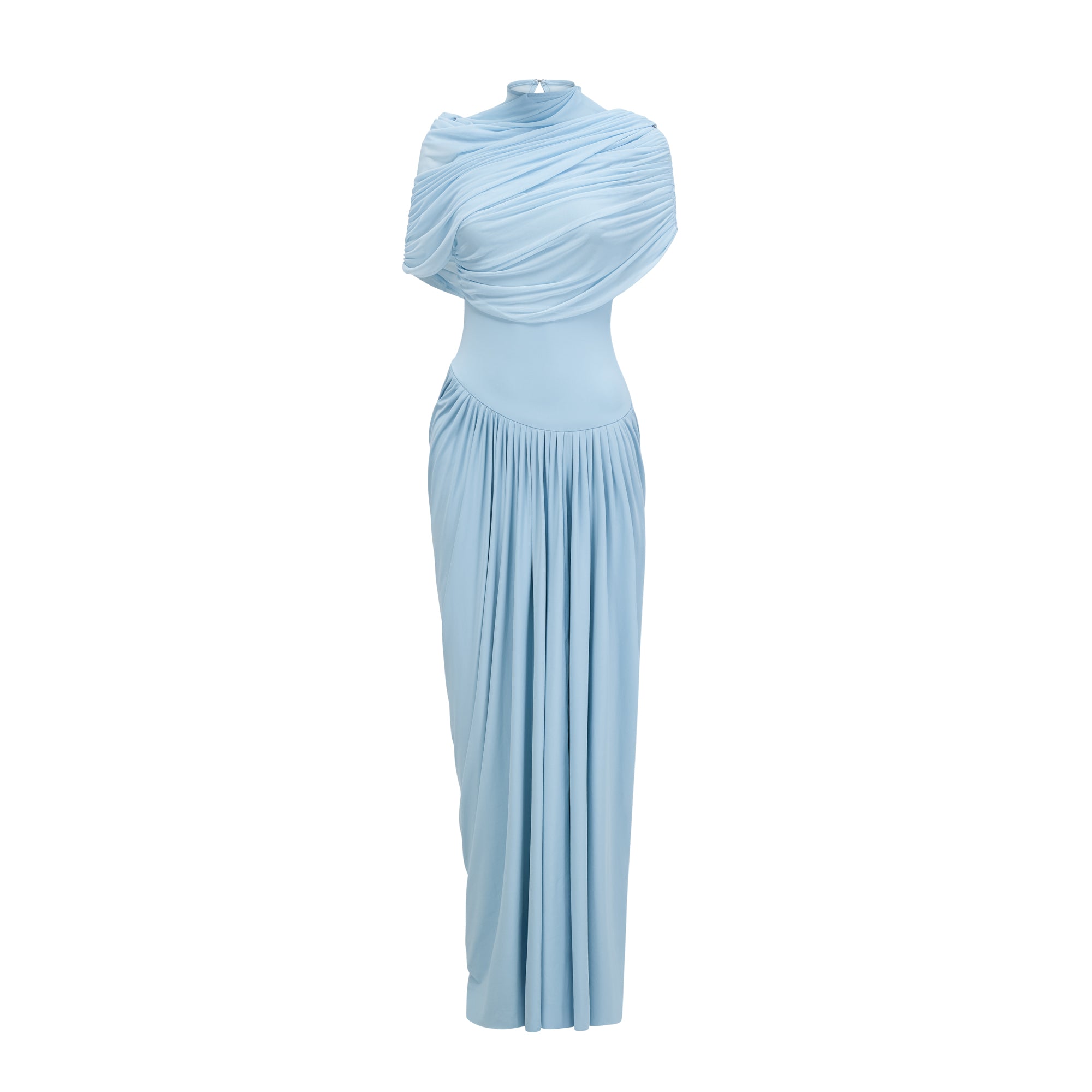 Acharya asymmetrical pleated maxi dress in Baby-blue