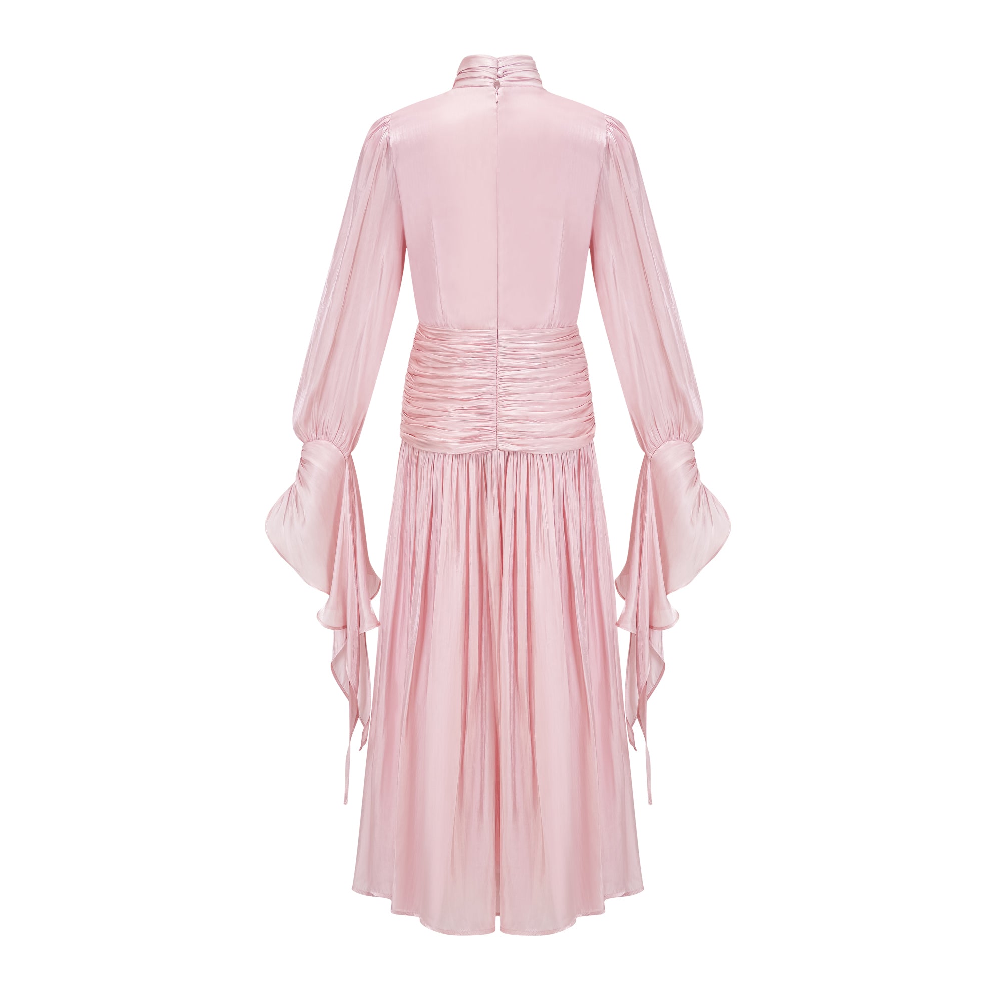 Anralzum Pink Glossy Ruched Maxi Dress