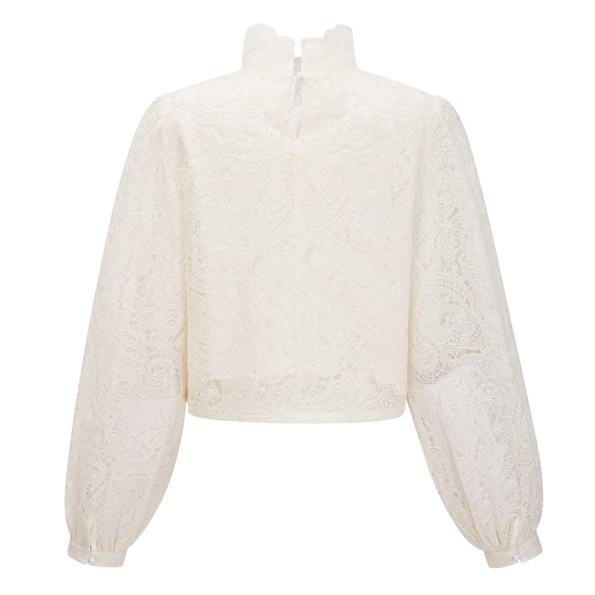 Eugénie Cream White Lace Blouse & Skirt Set