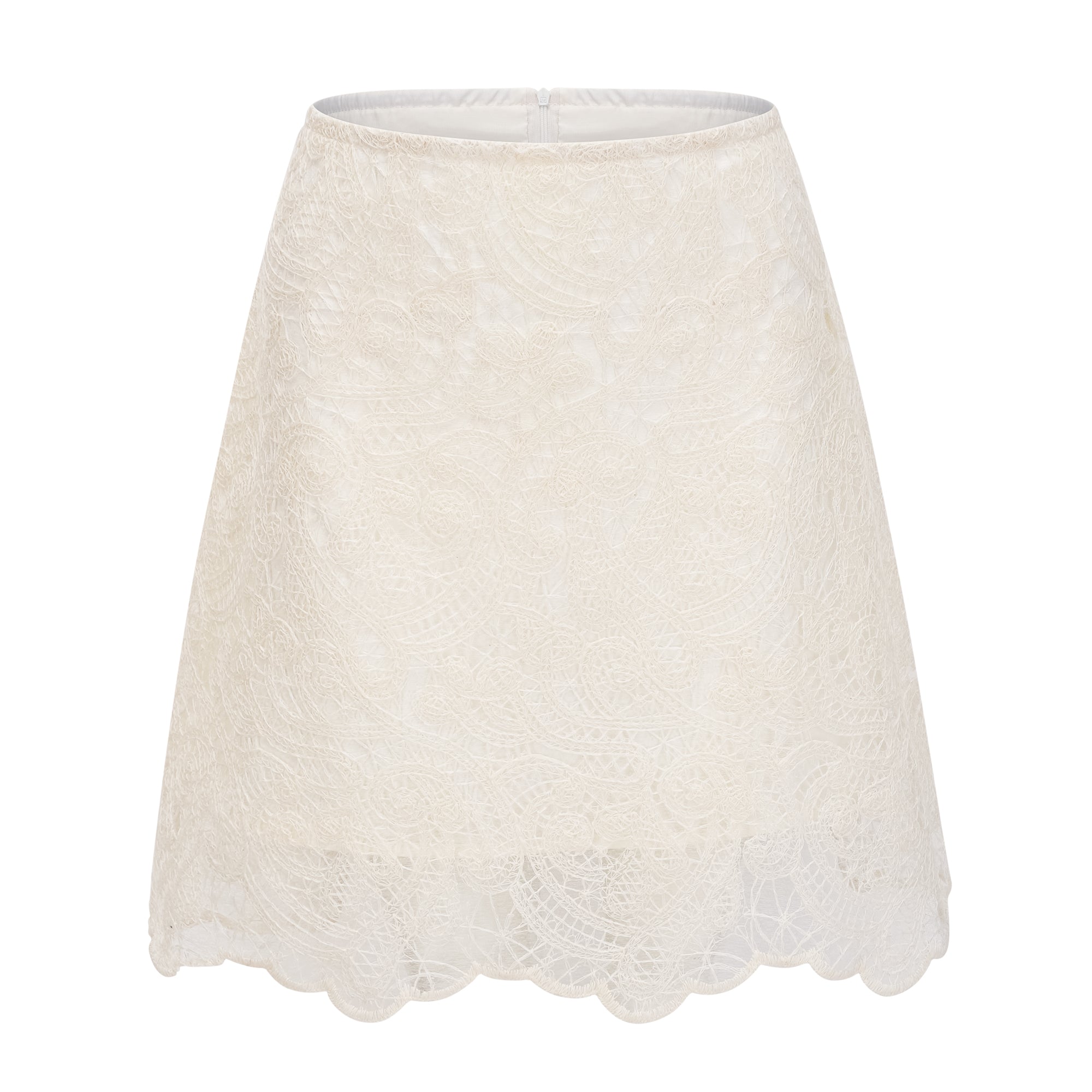 Eugénie Cream White Lace Blouse & Skirt Set