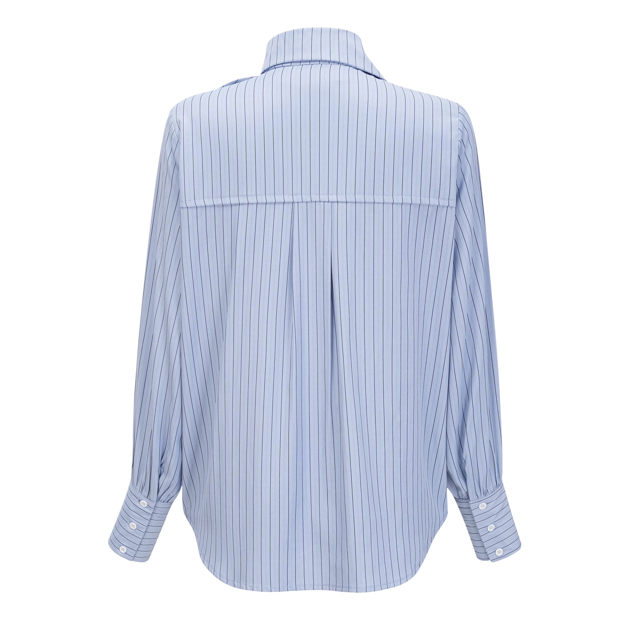 Melisande Blue 3D Petal Pinstriped Shirt