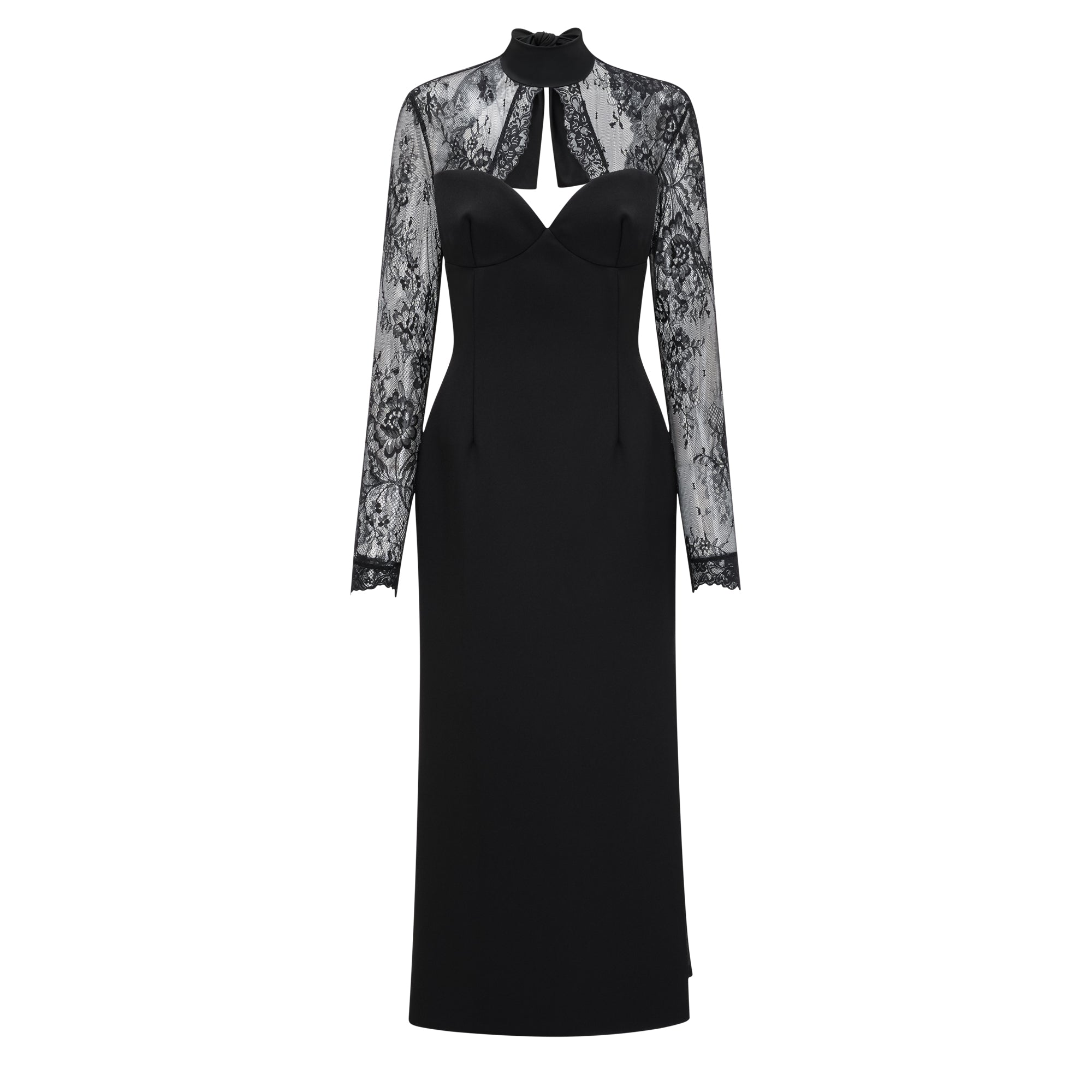 Klaudia Black Lace Panel Maxi Dress