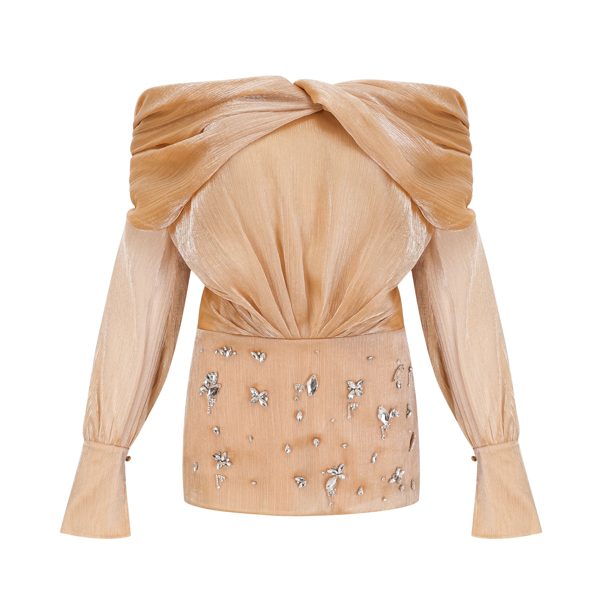 Zala gold crystal-embellished panelled mini dress