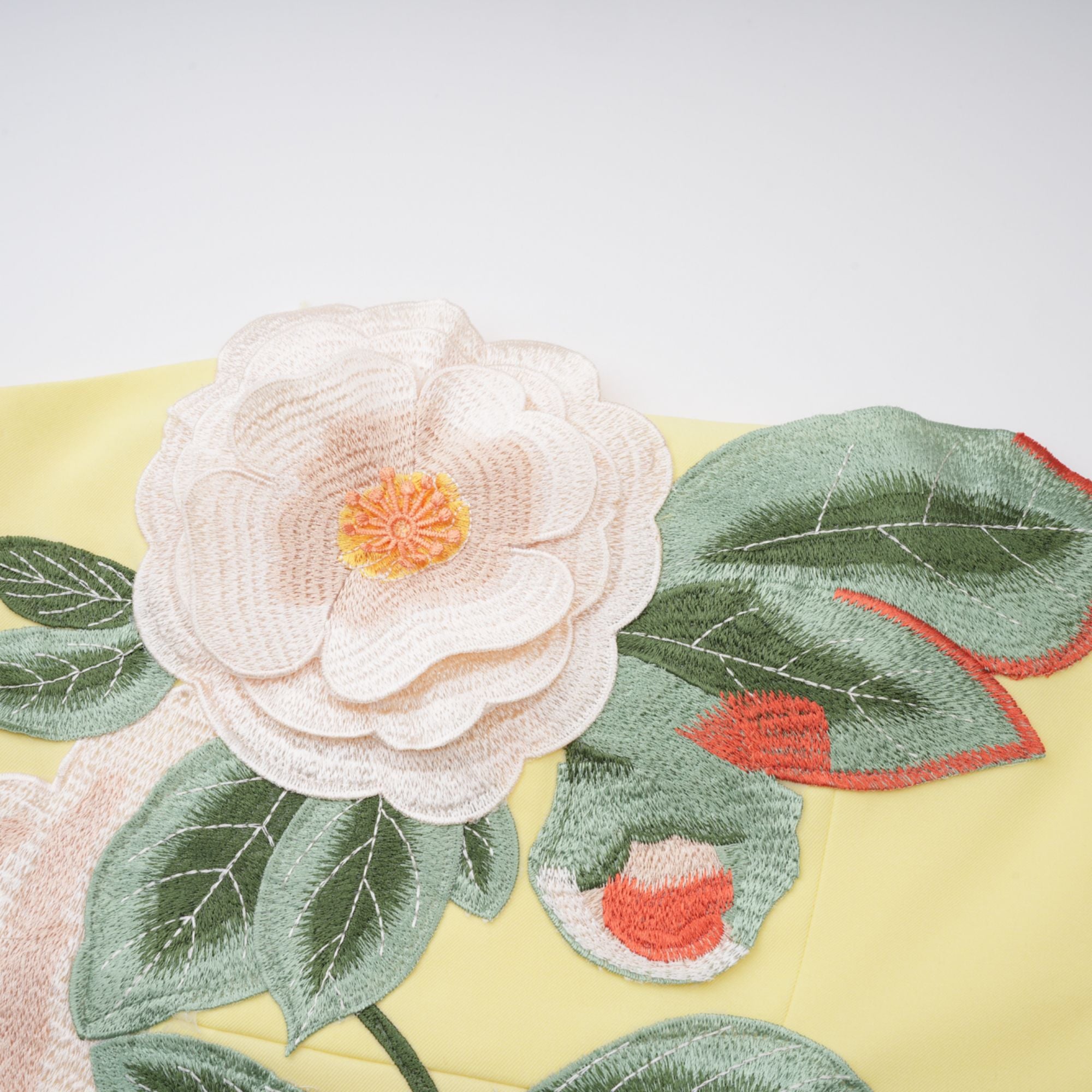 Beryndor Yellow Floral Embroidered Mini Dress