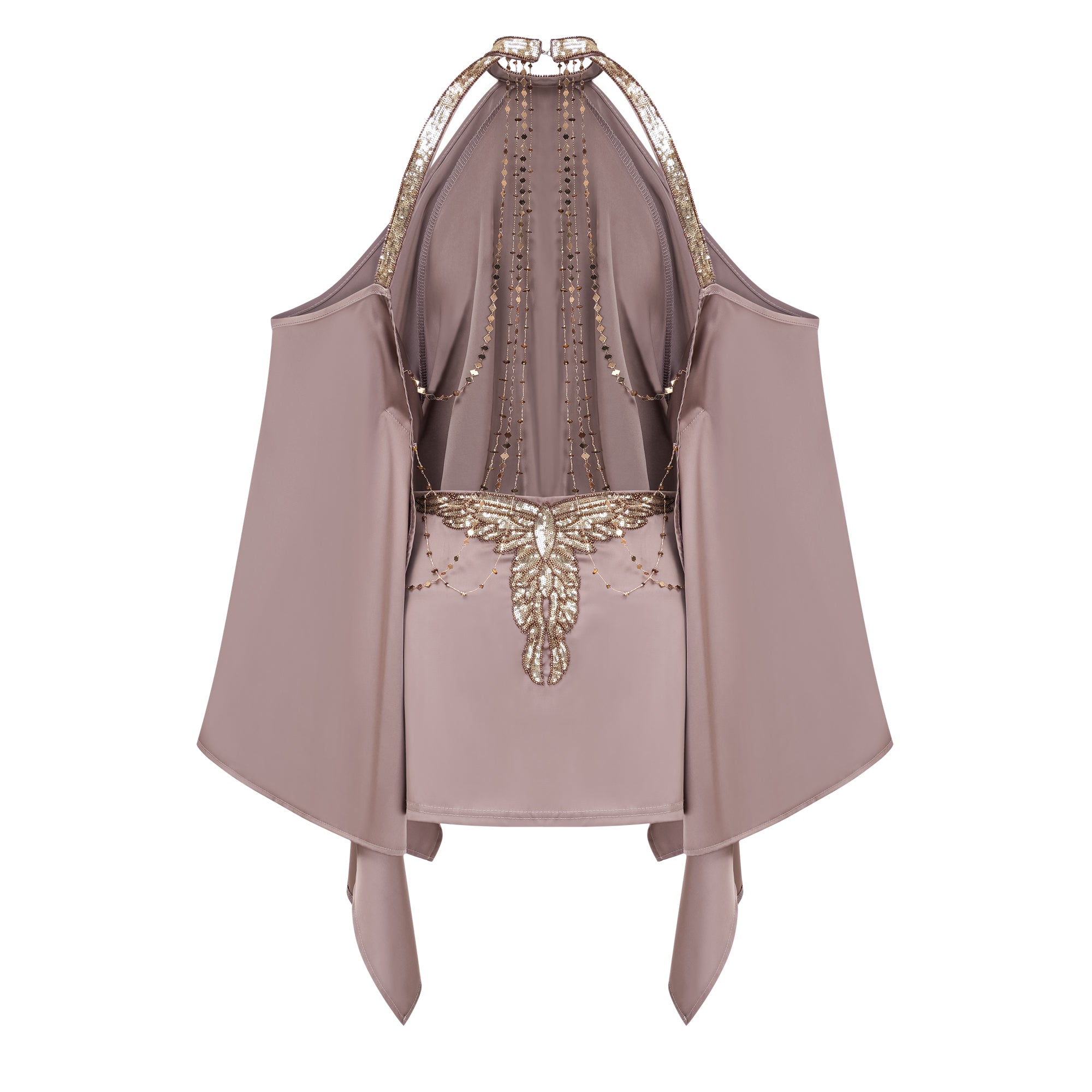 Riley Brown Cold Shoulder Embellished Mini Dress