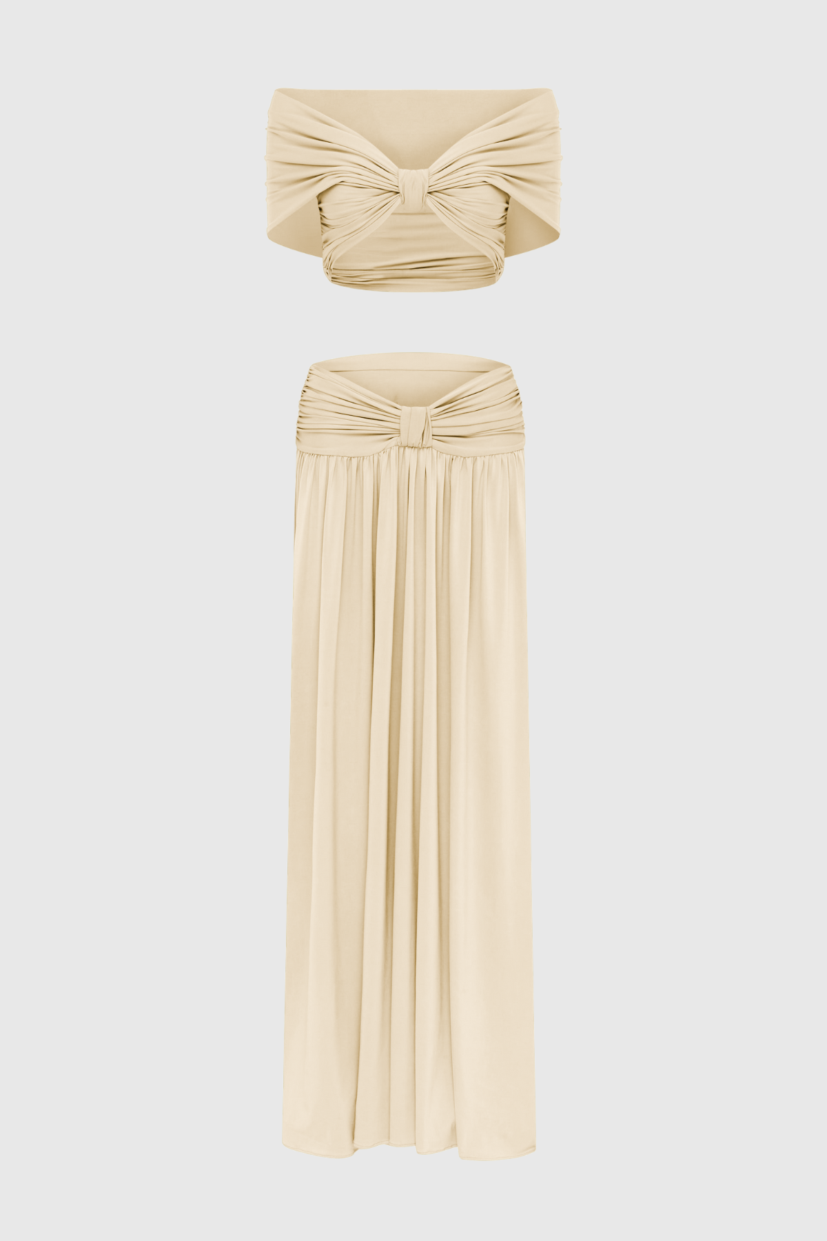 Dylis Off Shoulder Ruch Skirt Set