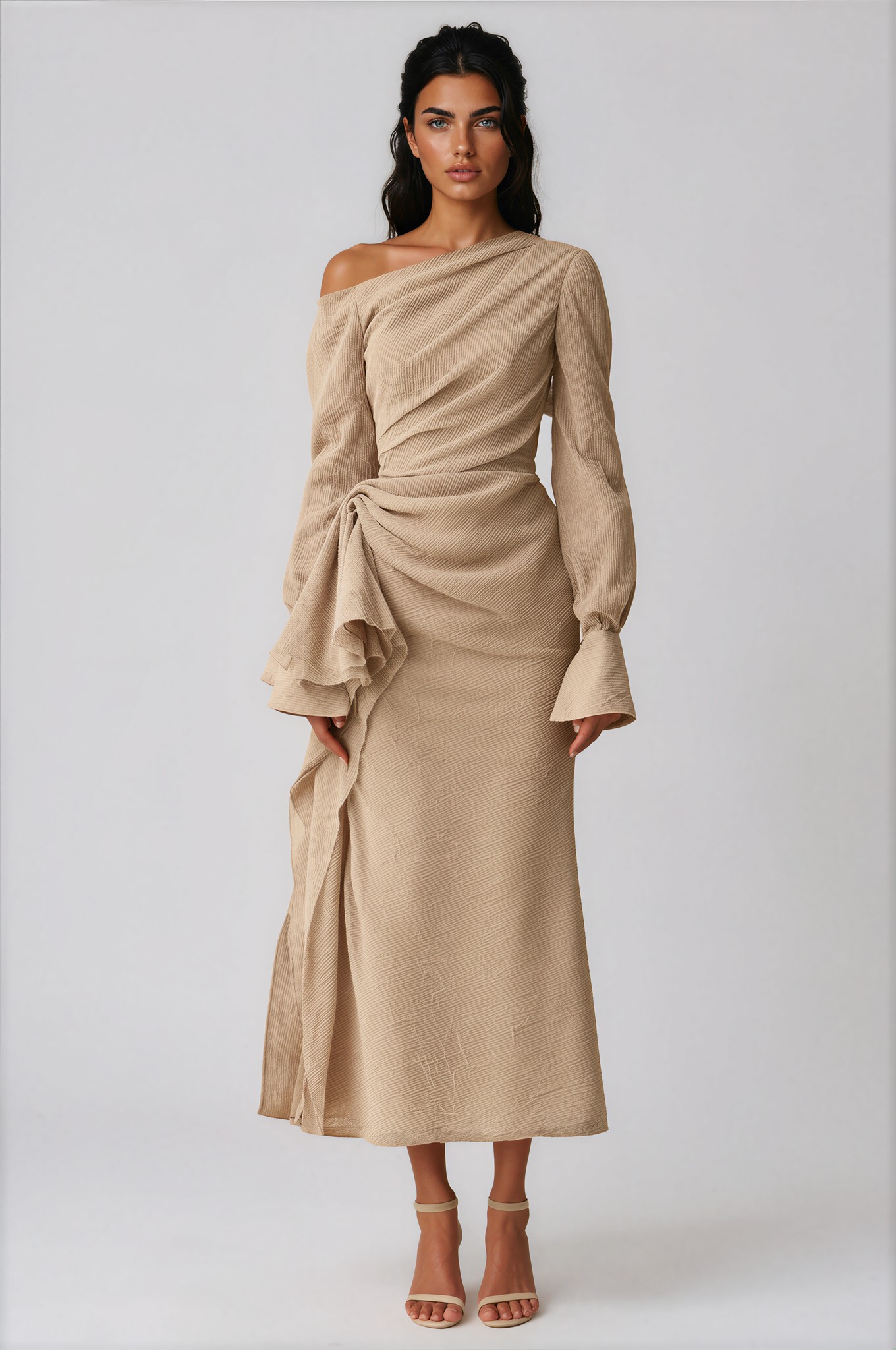 Kira Asymmetric Ruch Maxi Dress