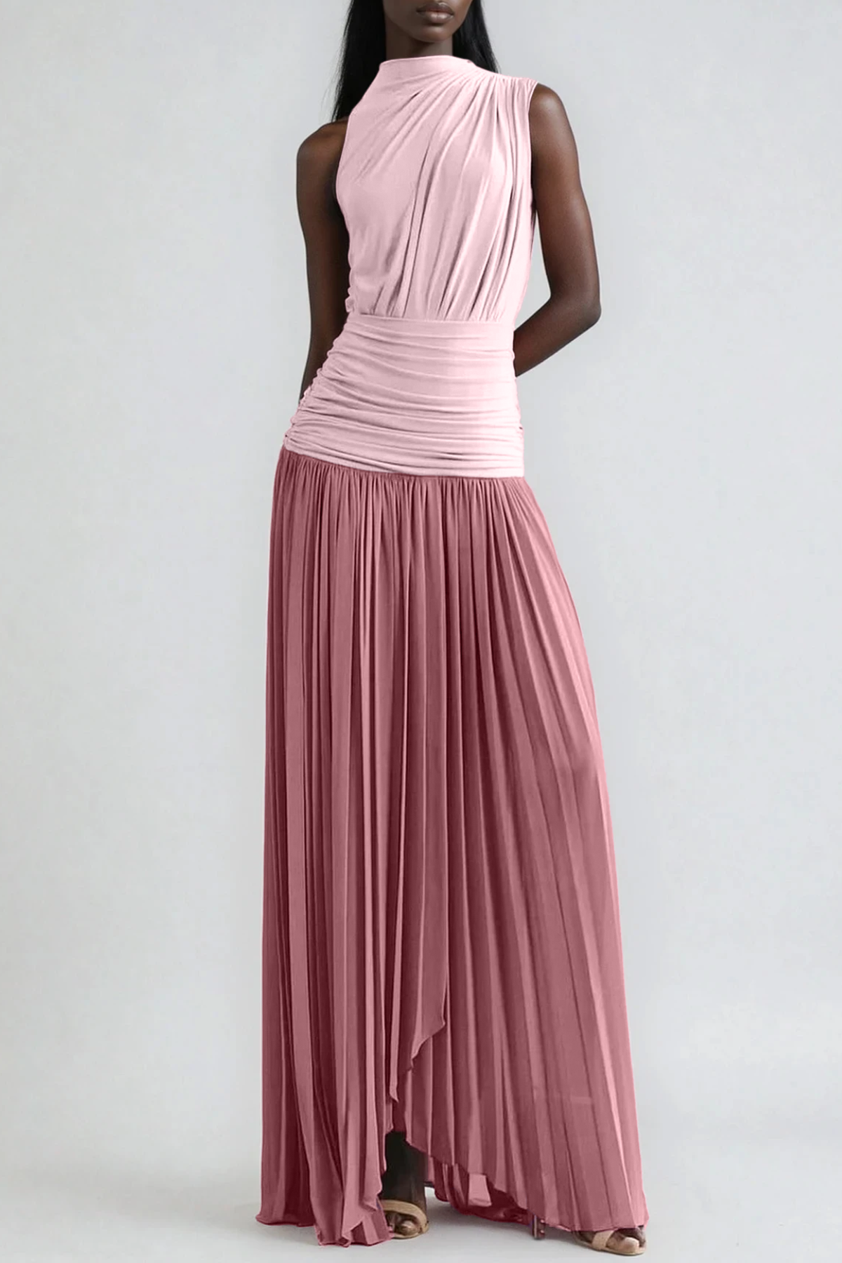 Denica Asymmetric Ruch  Maxi Dress