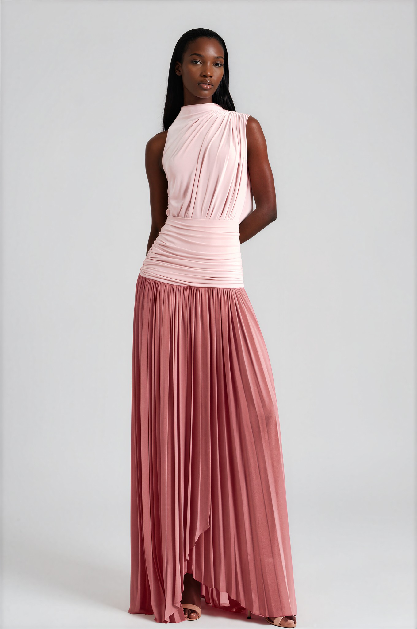 Rophugo Asymmetric Ruch  Maxi Dress