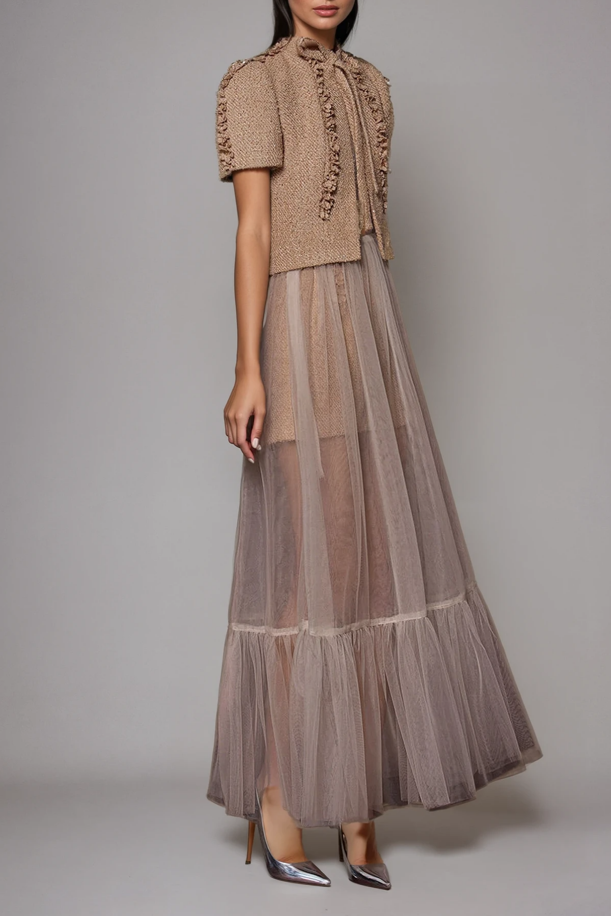 Farai Flower Tweed Three Piece Pants Set
