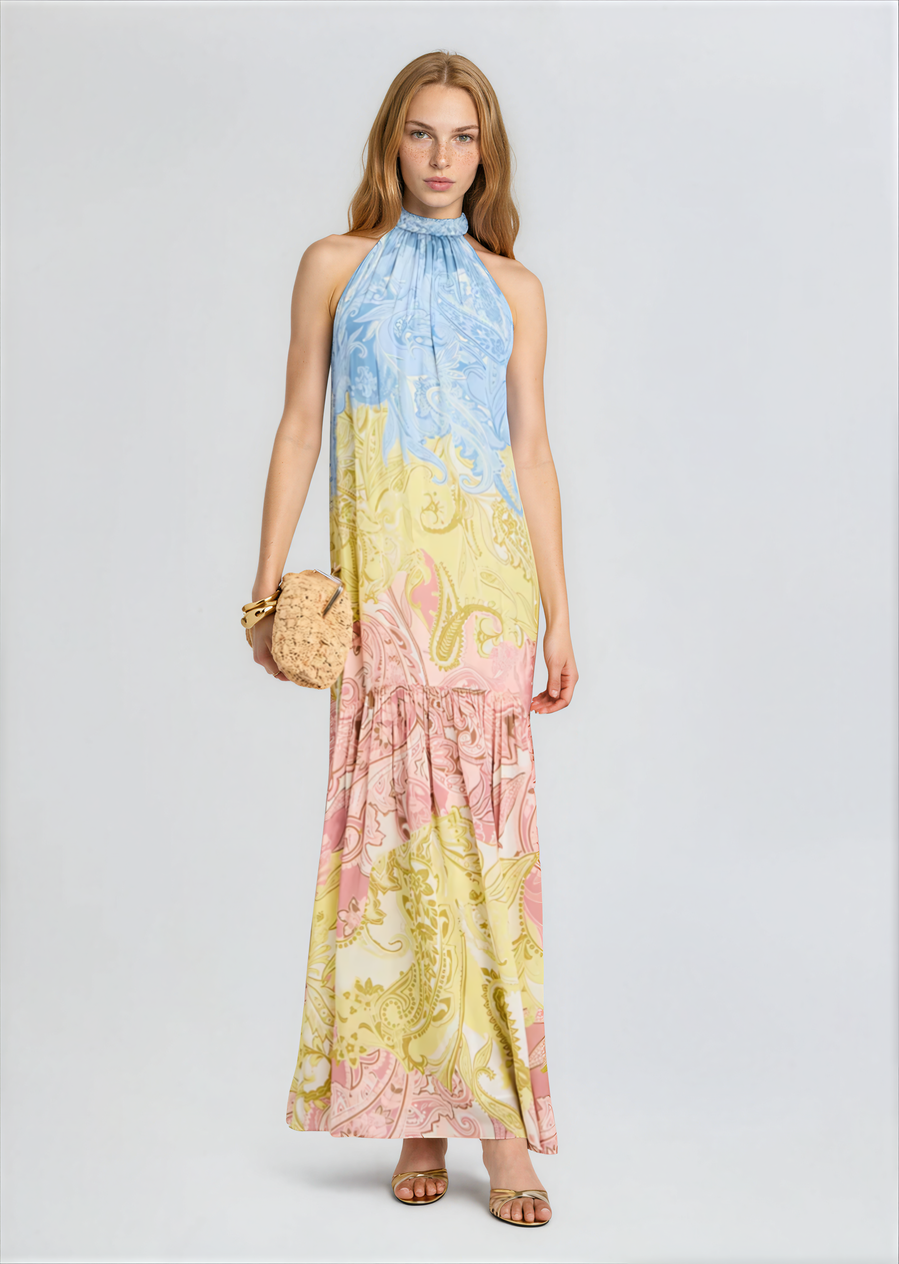 Annapalo Halter Neck Paisley Maxi Dress