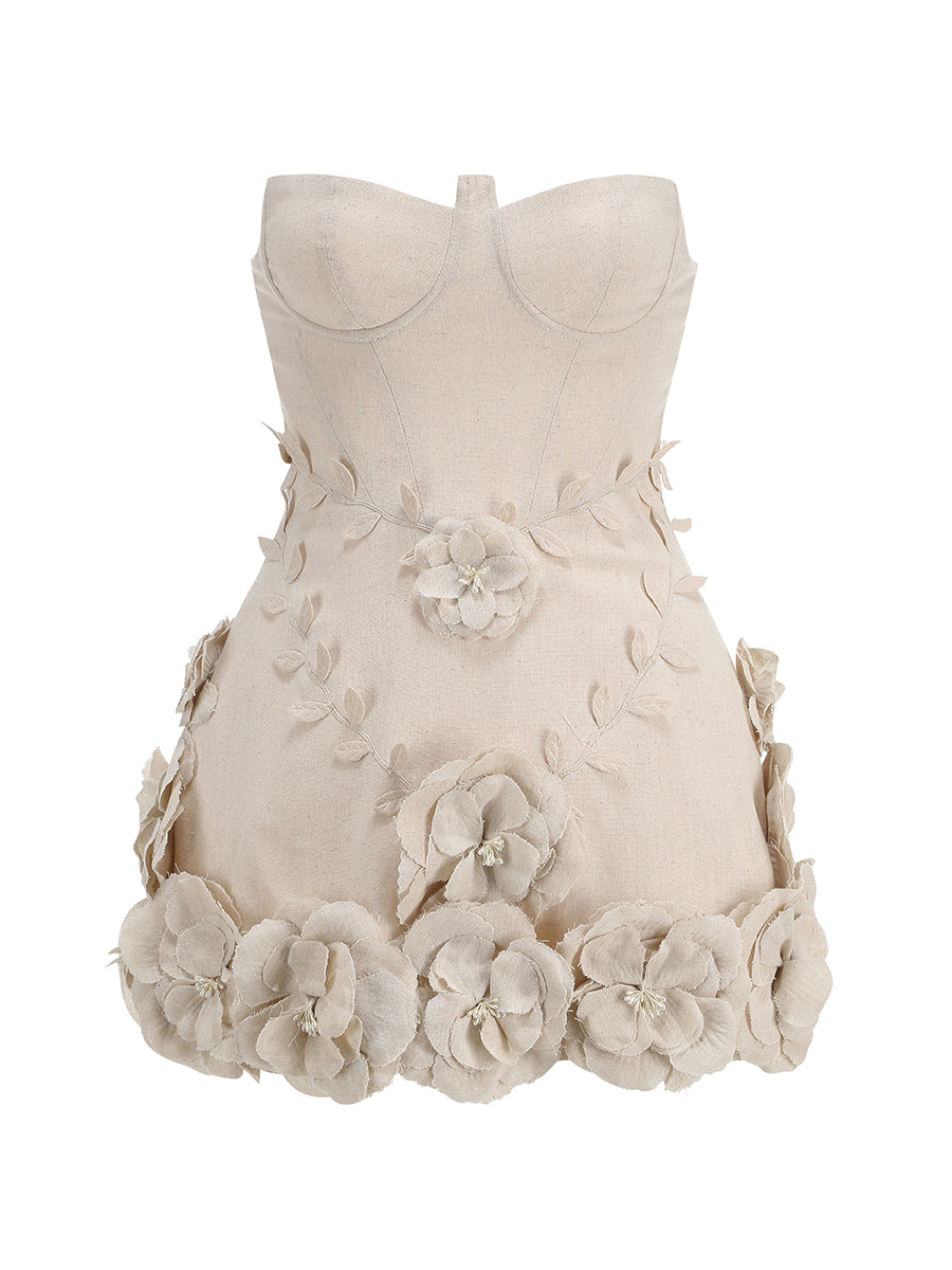 Lenticor Corset Flower Off Shoulder Mini Dress