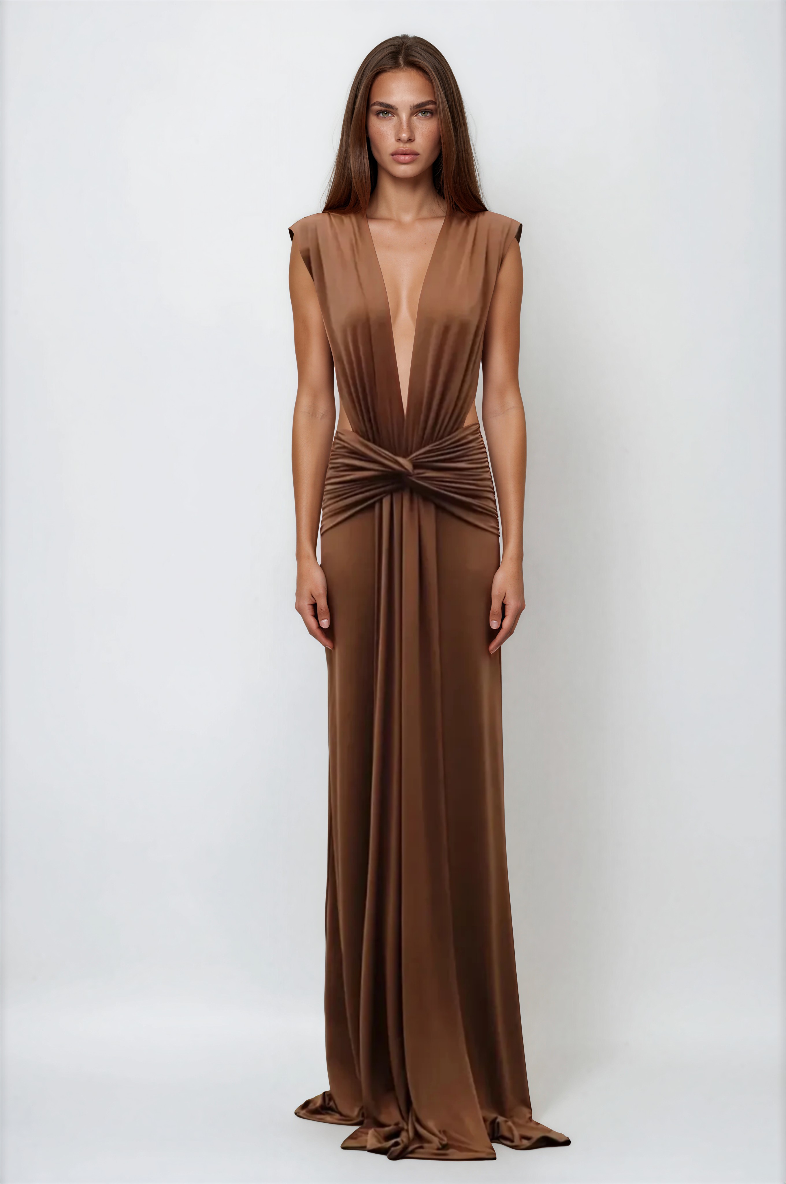 Fatin Plunge Twist Maxi Dress