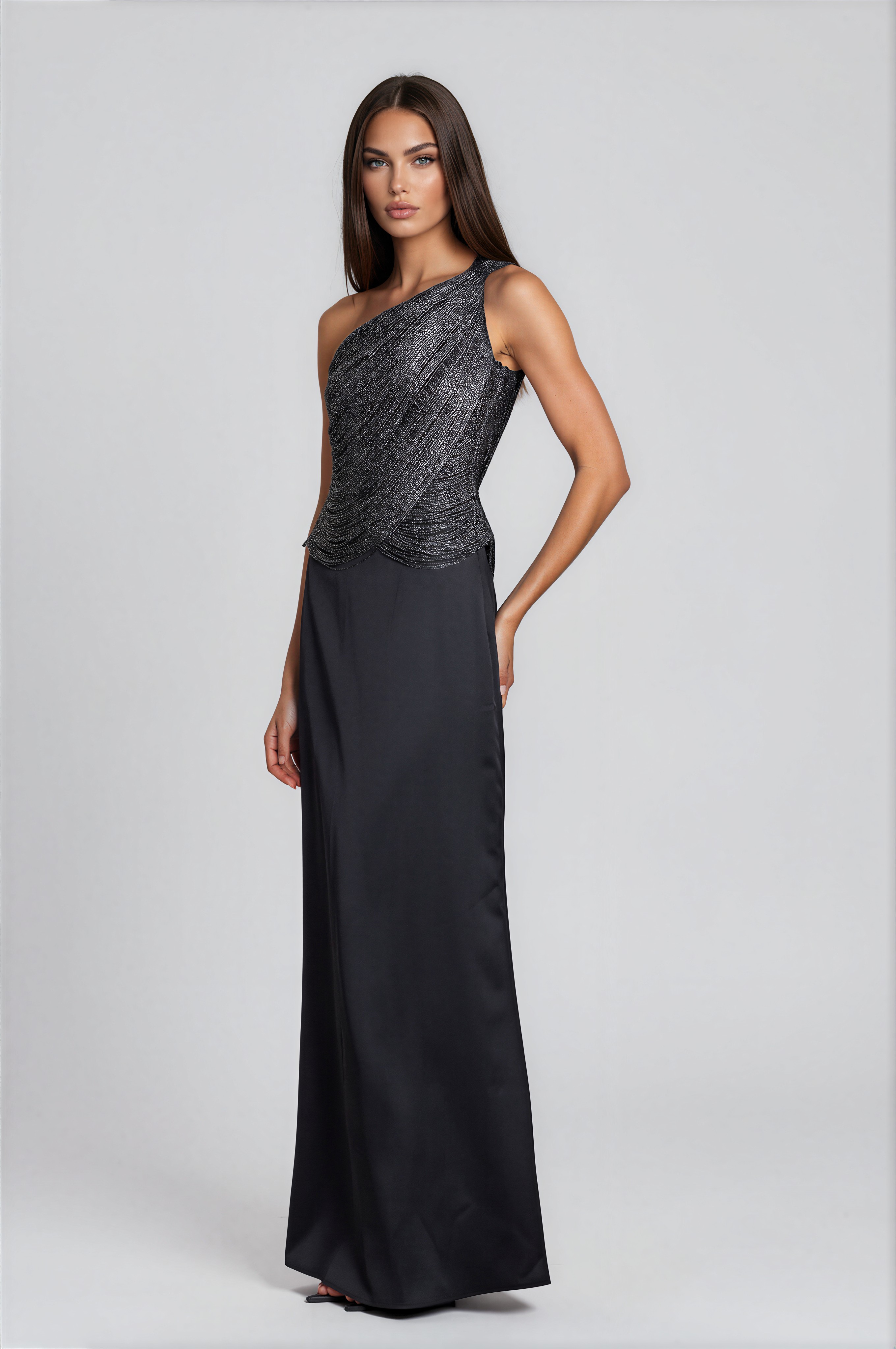 Felousvo One Shoulder Fringe Maxi Dress