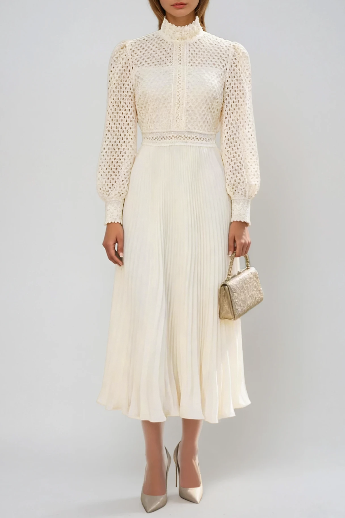 Pozeika Cutout Pleated Midi Dress