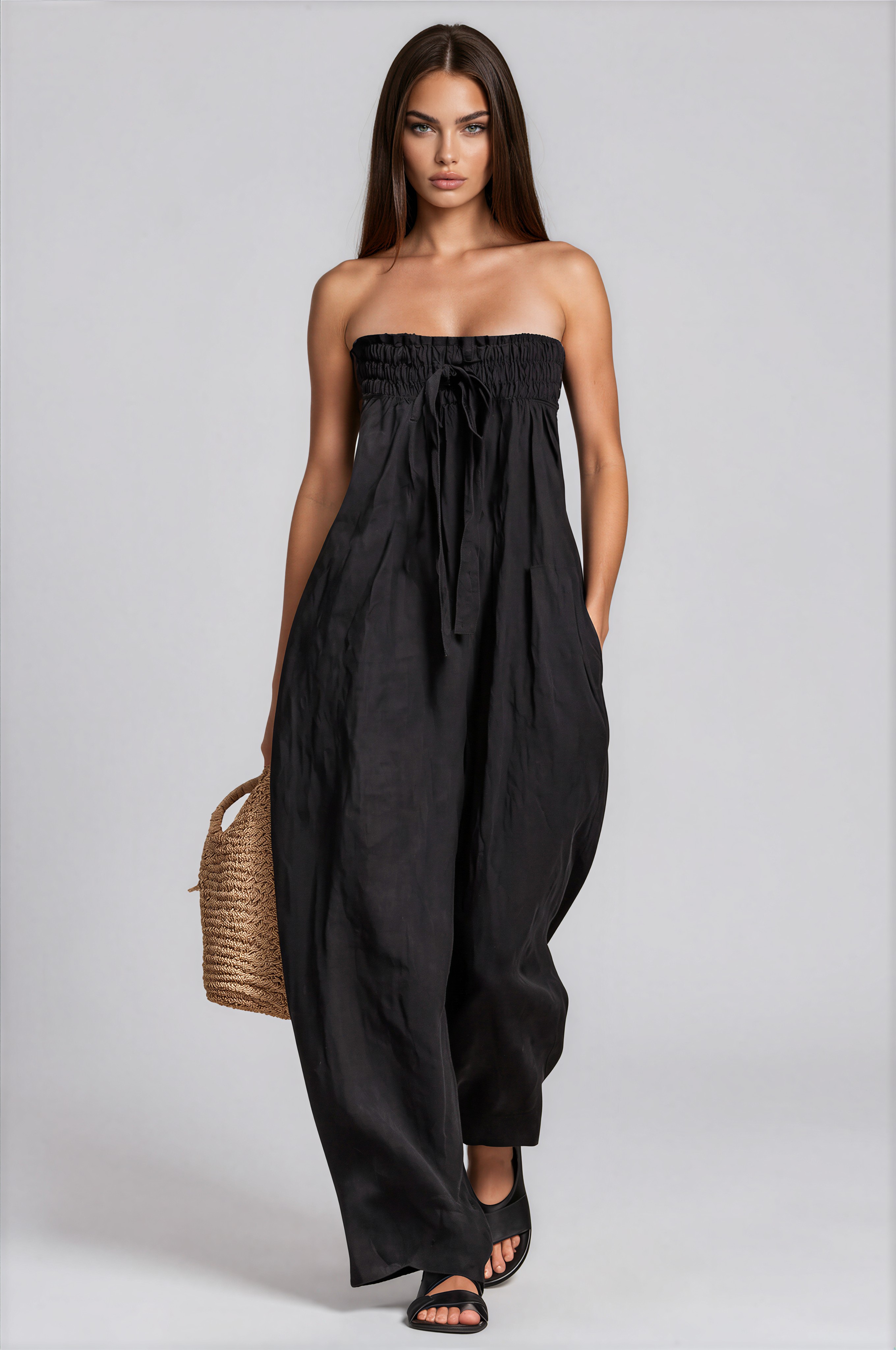 Nicoletta Strapless Ruch Jumpsuit