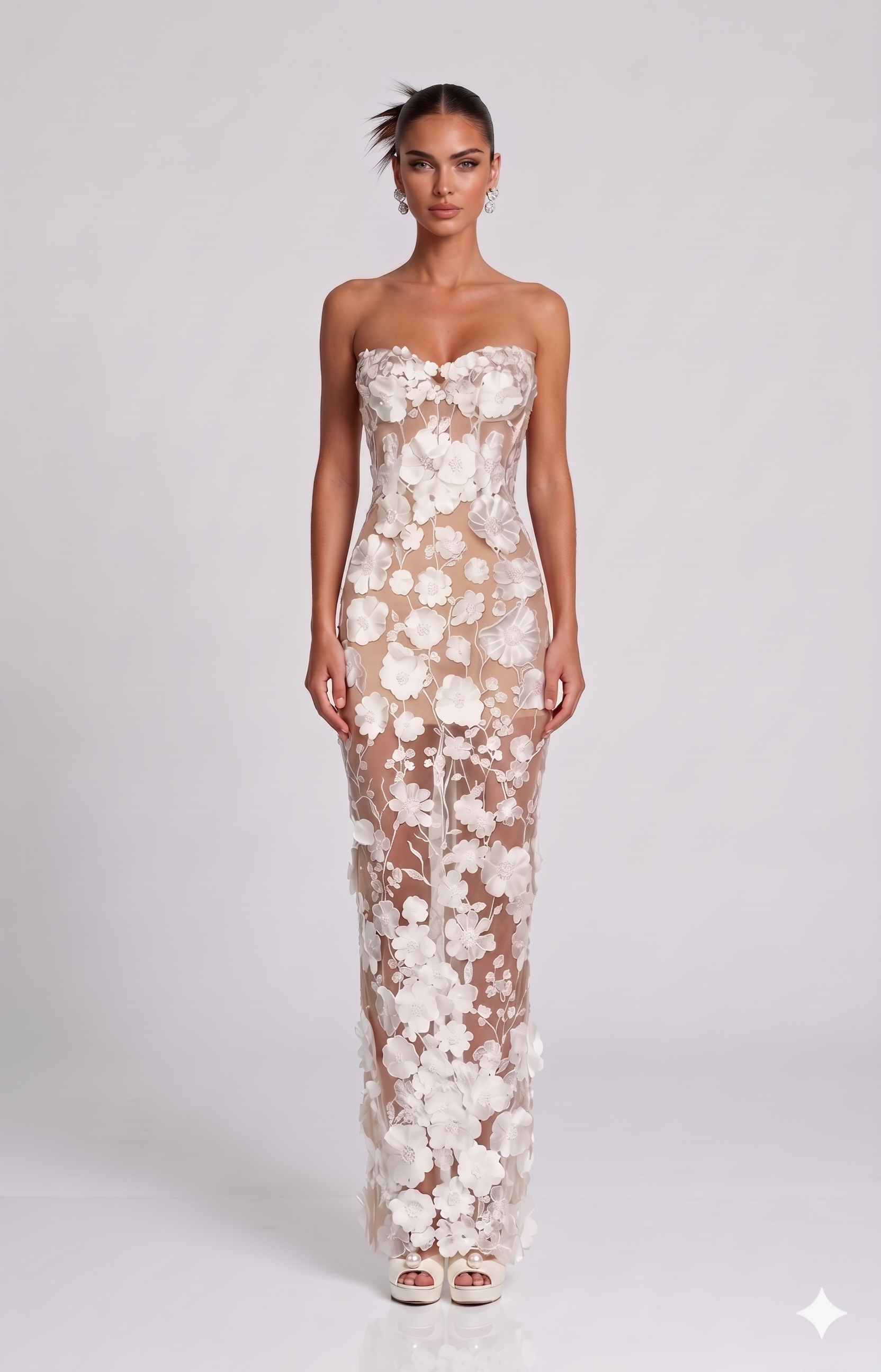 Brooklyn Strapless Flower Maxi Dress