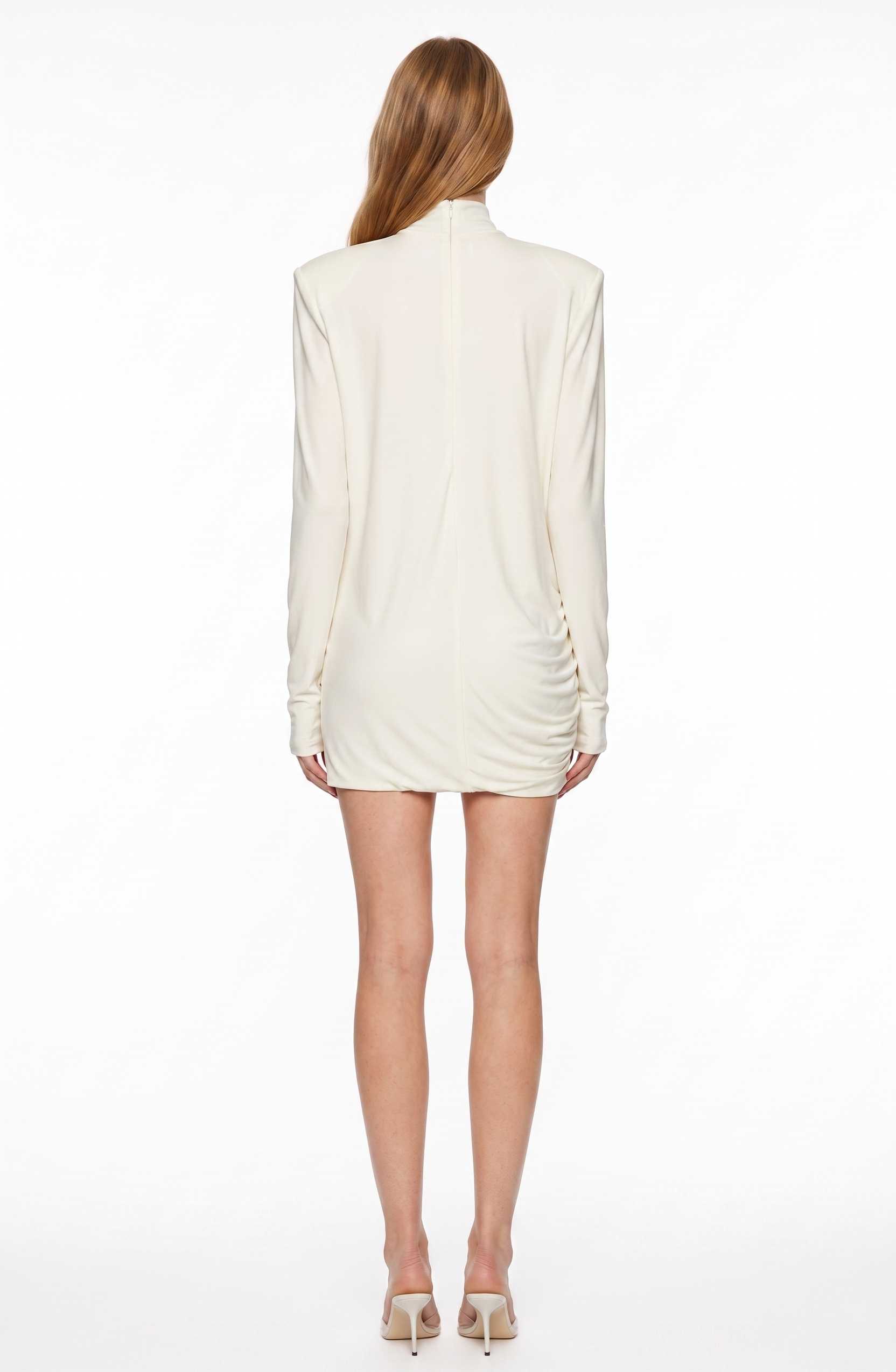 Alphteus Long Sleeve Ruch Asymmetric Mini Dress