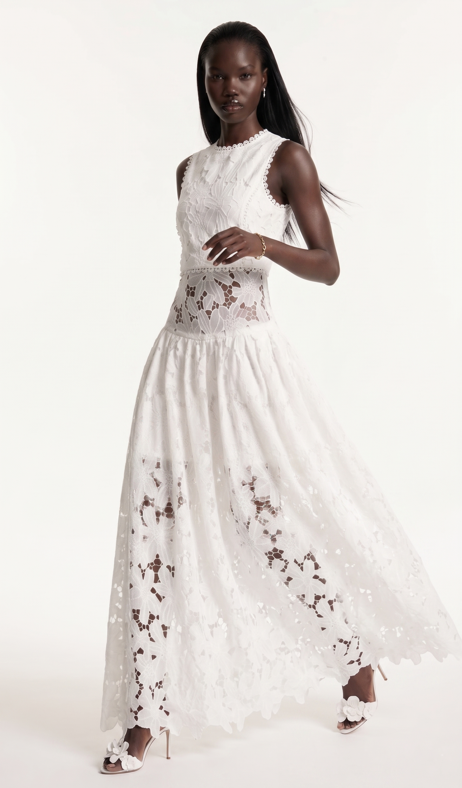 Feige Sleeveless Flower Cutout Skirt Set