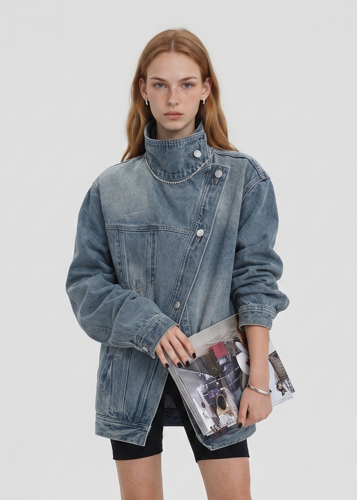 Gasema Deconstruct Asymmetric Denim Jacket