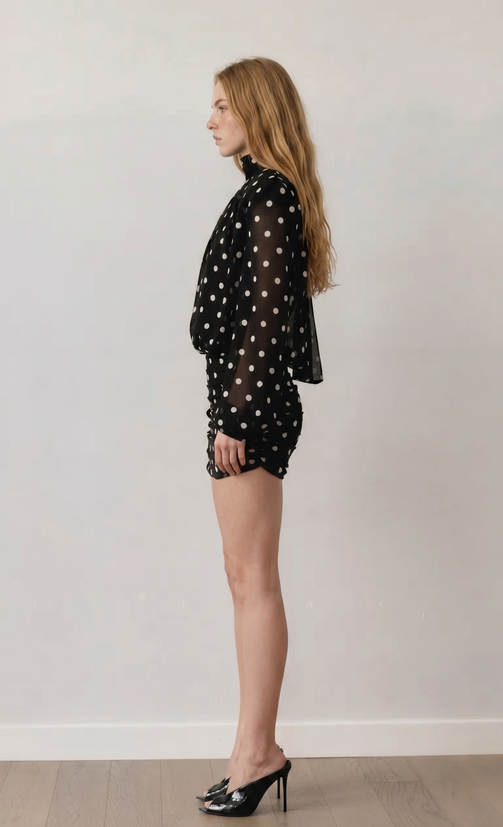 Kirasp Long Sleeve Dot Mini Dress