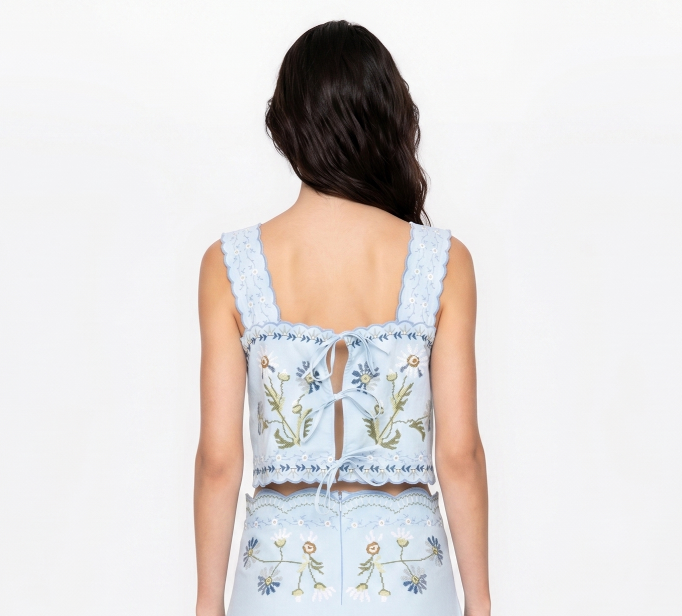 Paloma Embroidered Floral Skirt Set