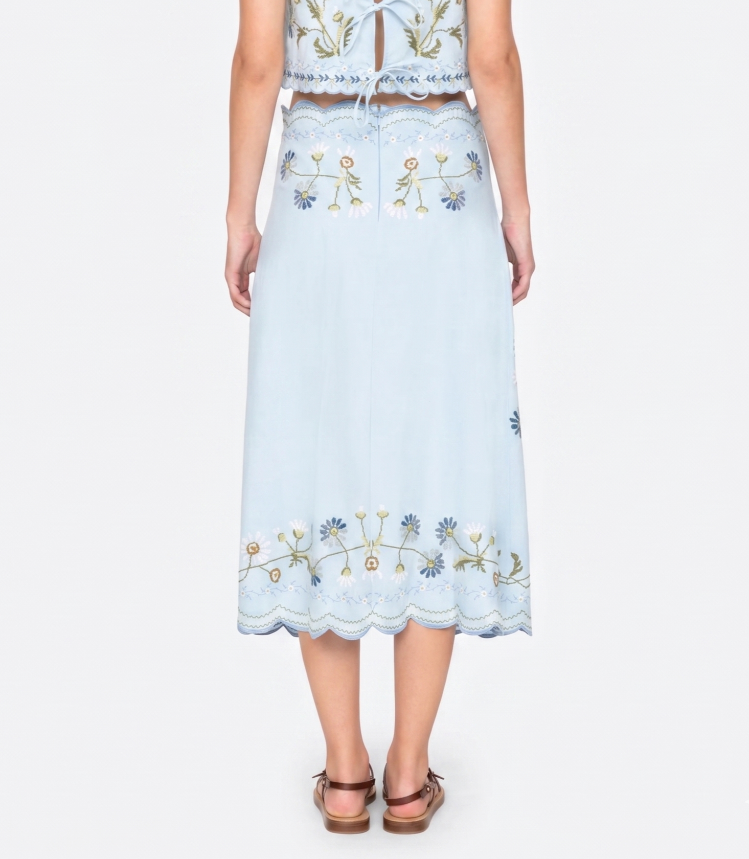 Paloma Embroidered Floral Skirt Set