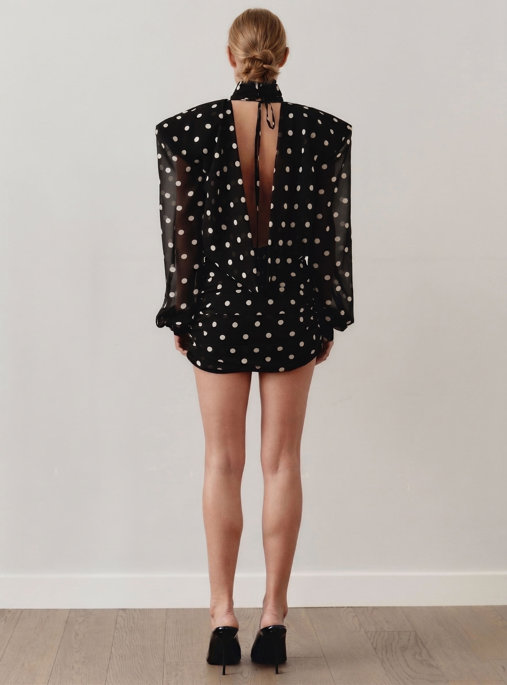 Kirasp Long Sleeve Dot Mini Dress