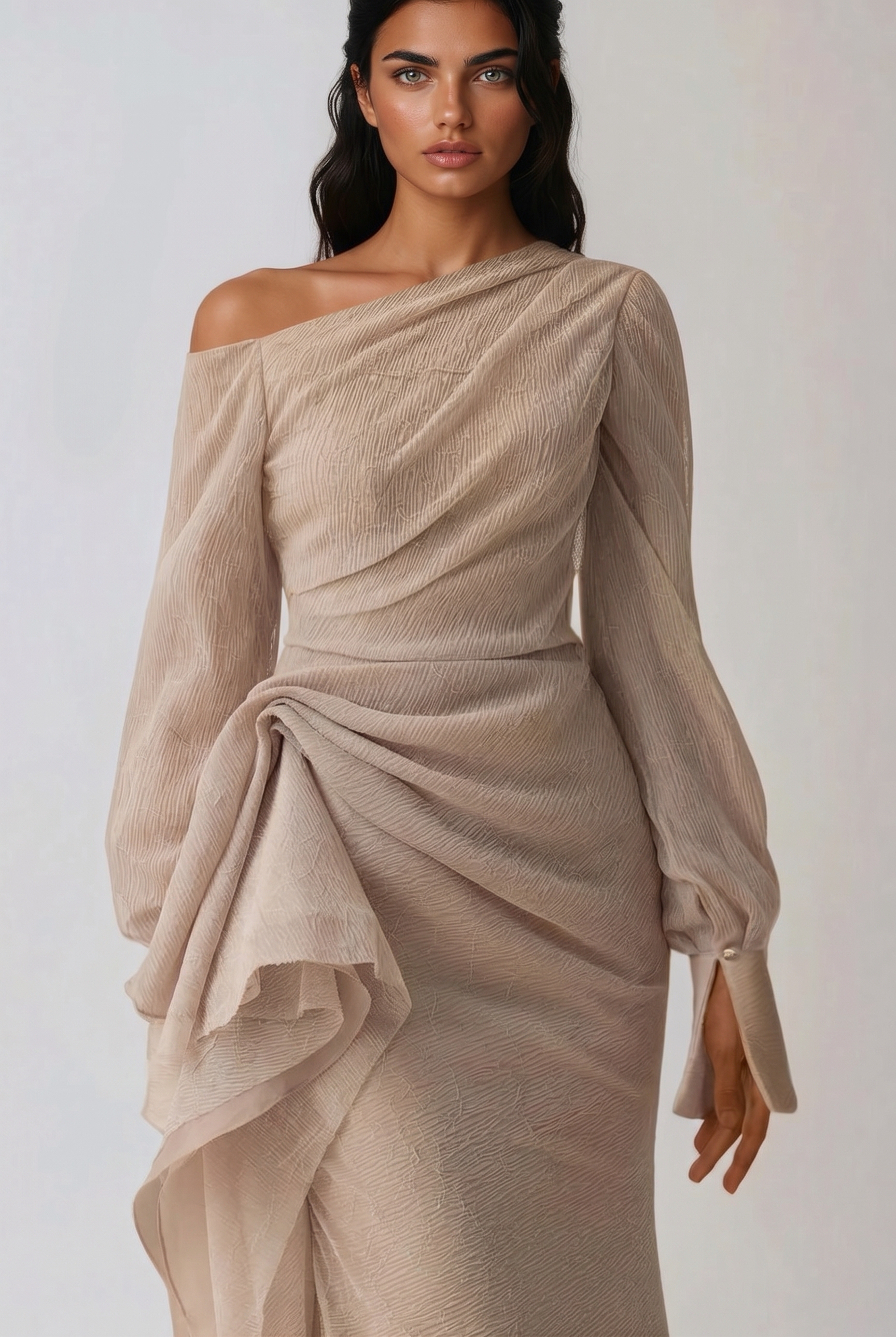 Kira Asymmetric Ruch Maxi Dress