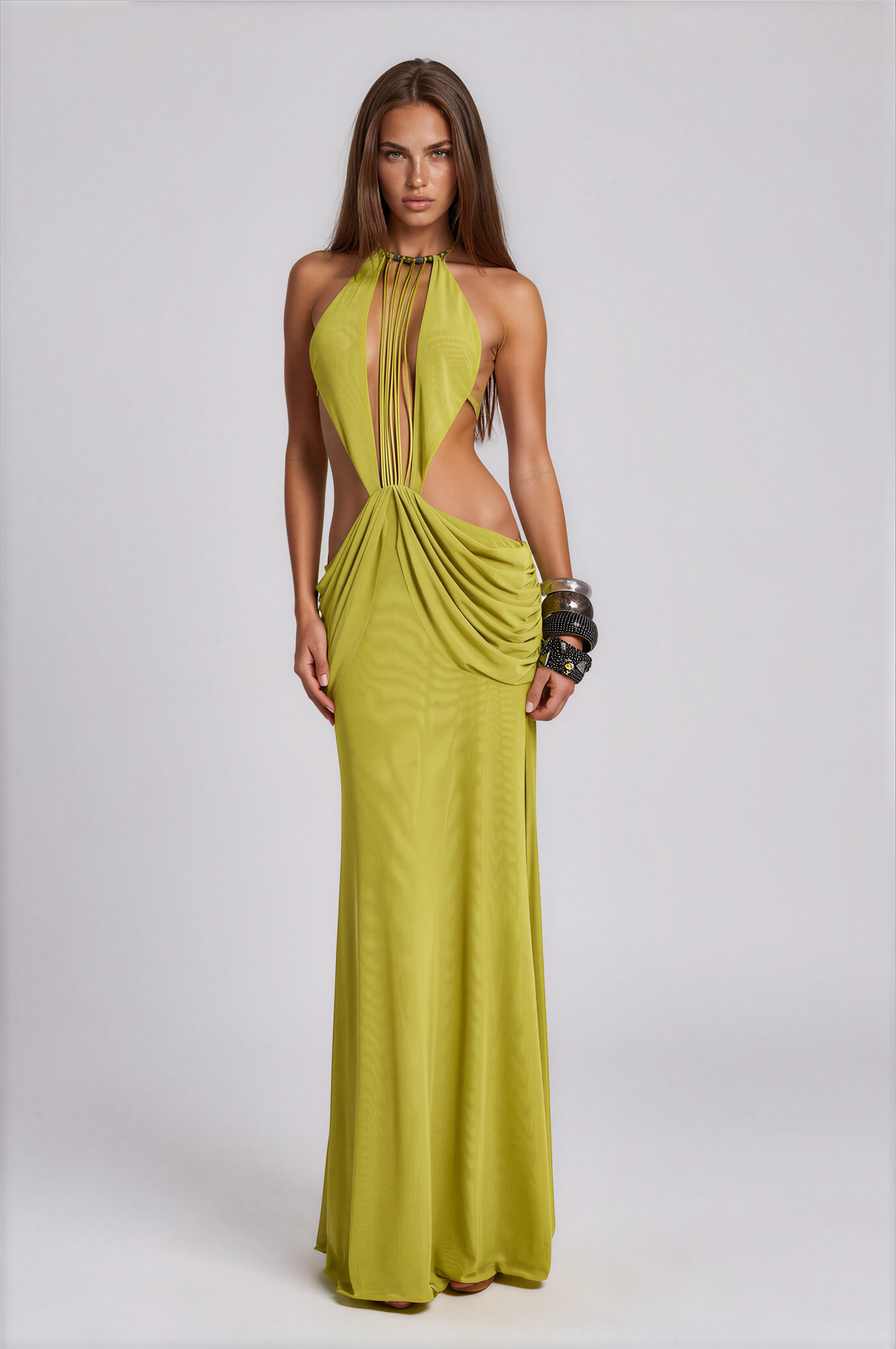 Alcuin Draped Backless Maxi Dress