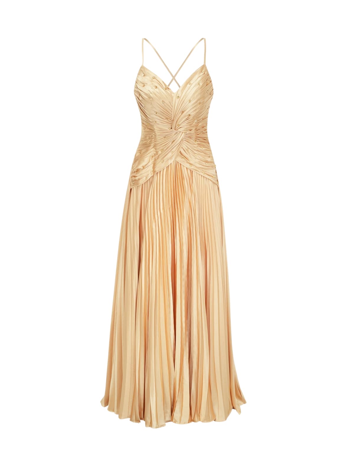 Dainius Spaghetti Twisted Pleated Maxi Dress