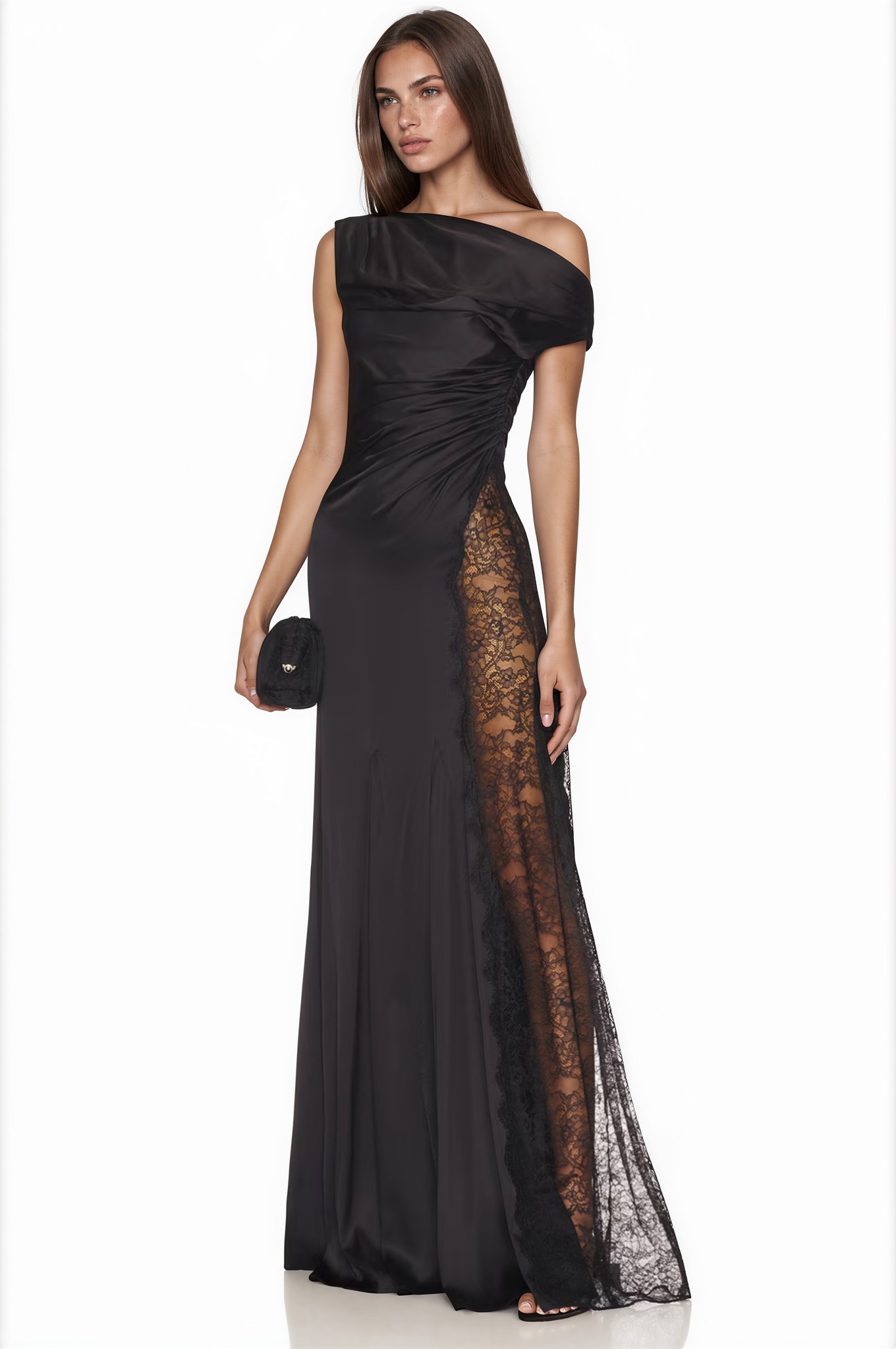 Dzsesszika One Shoulder Lace Maxi Dress