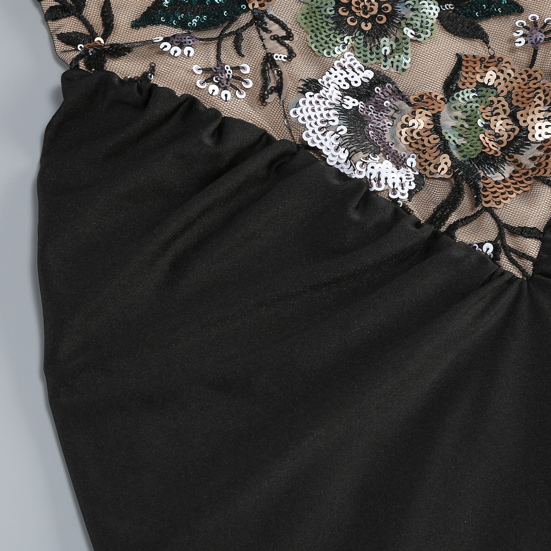 Arabell Halterneck Flower Embroidered Maxi Dress