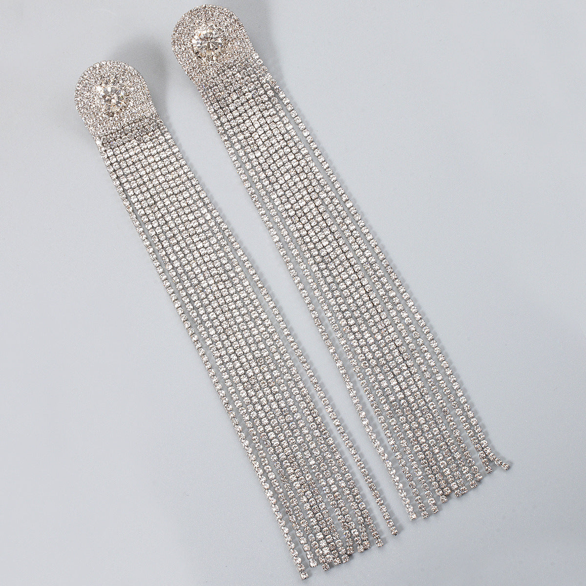 Asaka MULTI DIAMANTE TASSEL EARRINGS IN SILVER