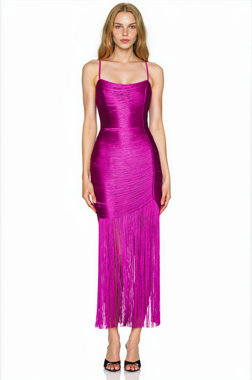 Selasio Spaghetti Fringe Maxi Dress